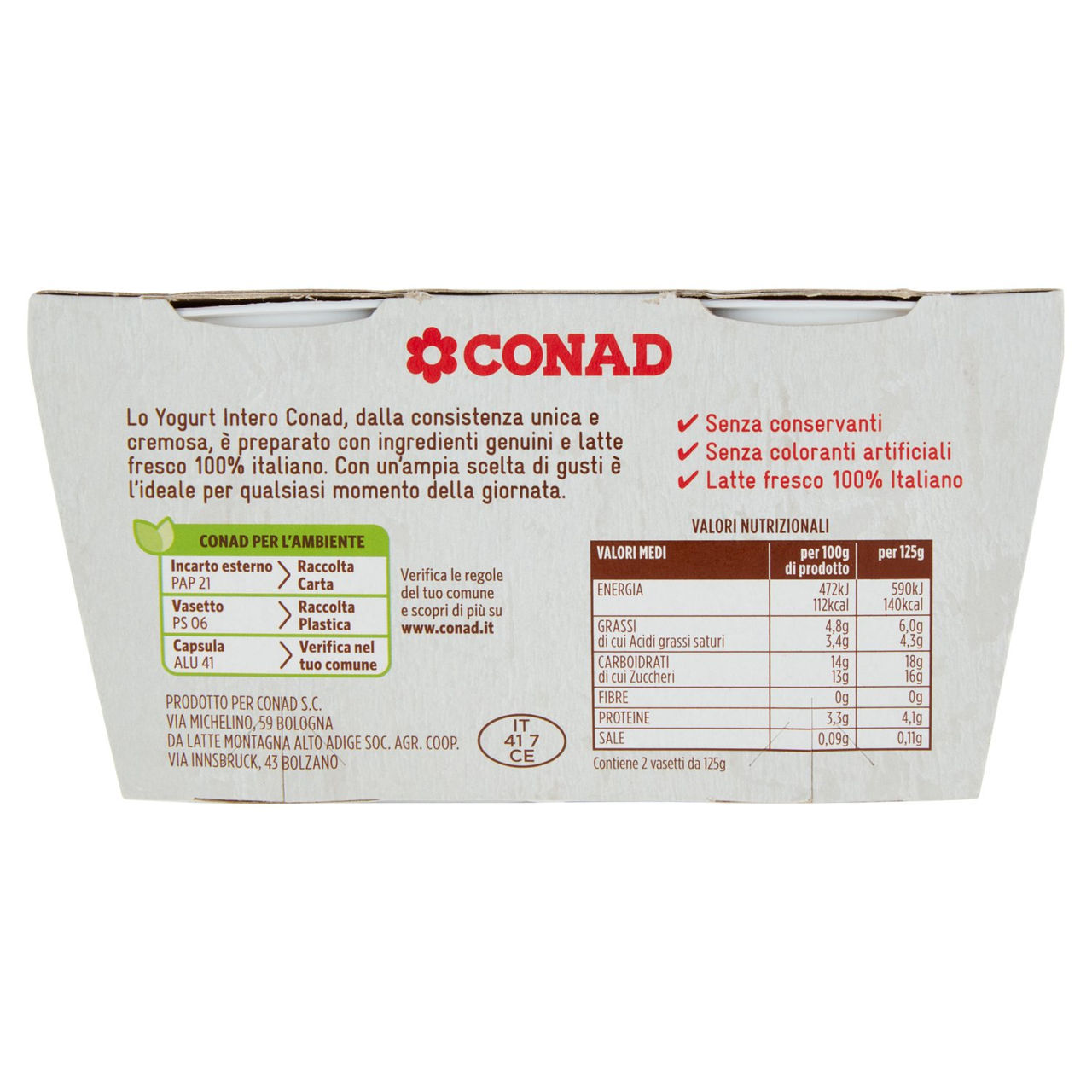 Yogurt Intero Stracciatella 2x125g Conad online