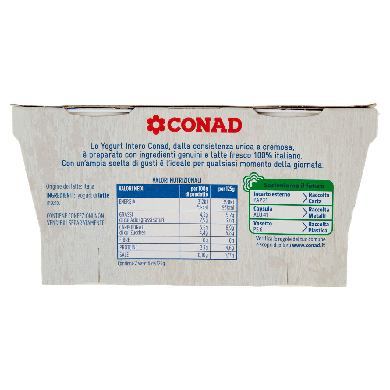 Yogurt Intero 2x125g Conad in vendita online