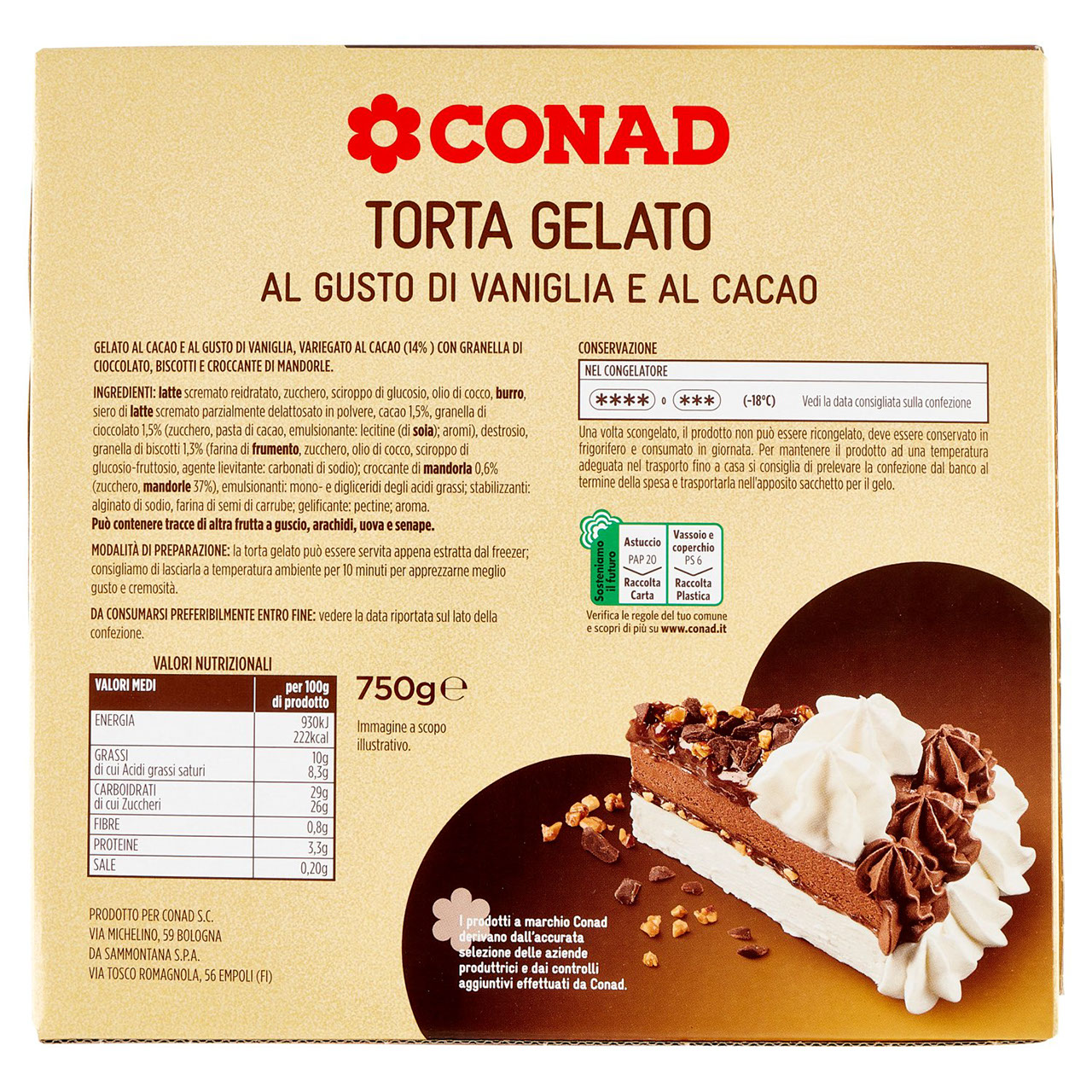 Torta Gelato al Gusto di Vaniglia e al Cacao Conad