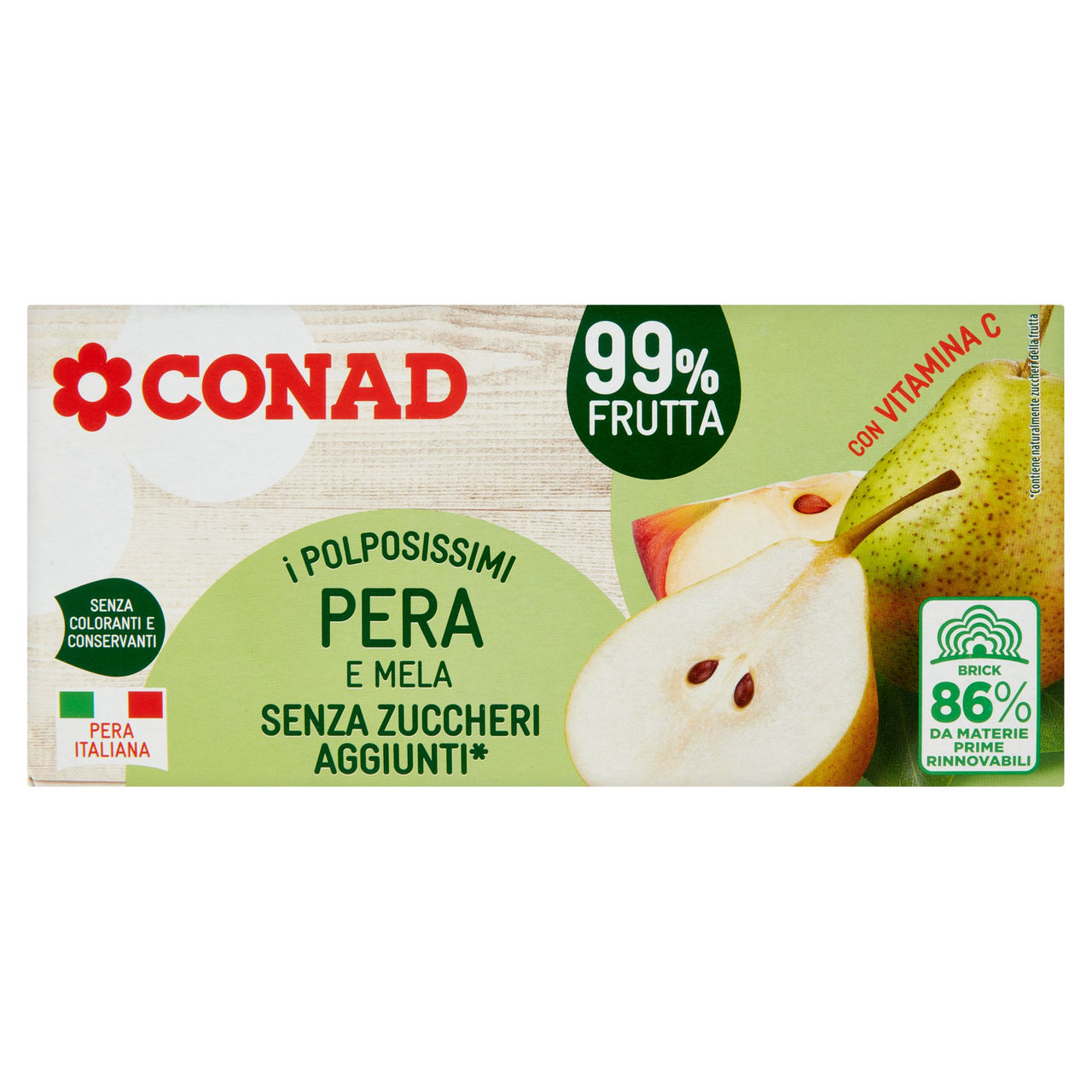 CONAD I Polposissimi Pera e Mela Senza Zuccheri Aggiunti* 3 x 200 ml