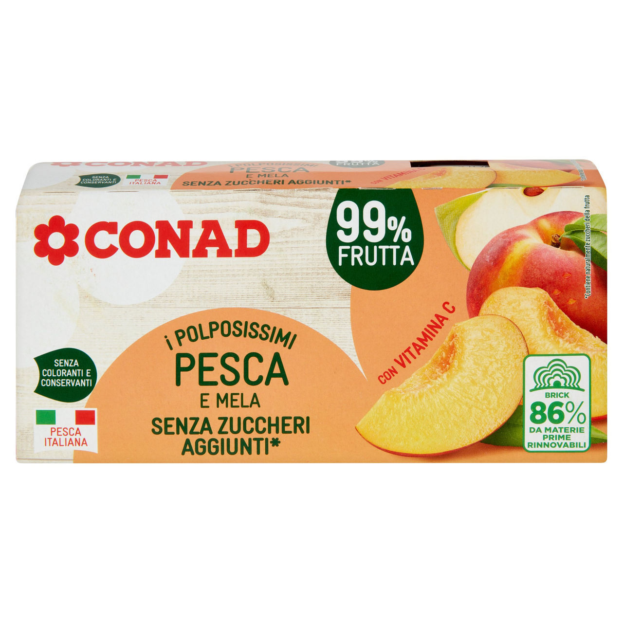 CONAD I Polposissimi Pesca e Mela Senza Zuccheri Aggiunti* 3 x 200 ml