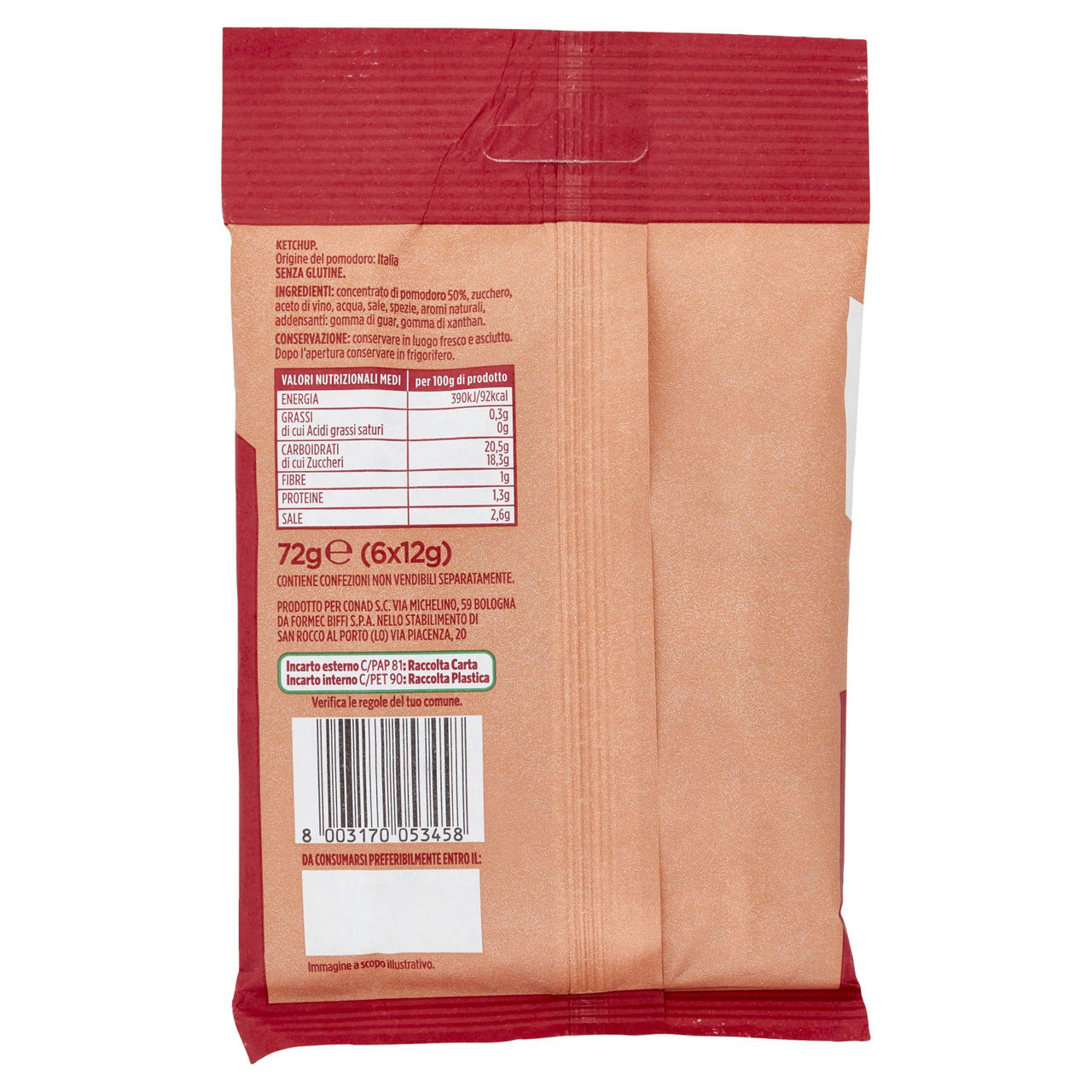 Ketchup 6 bustine 72 g Conad in vendita online