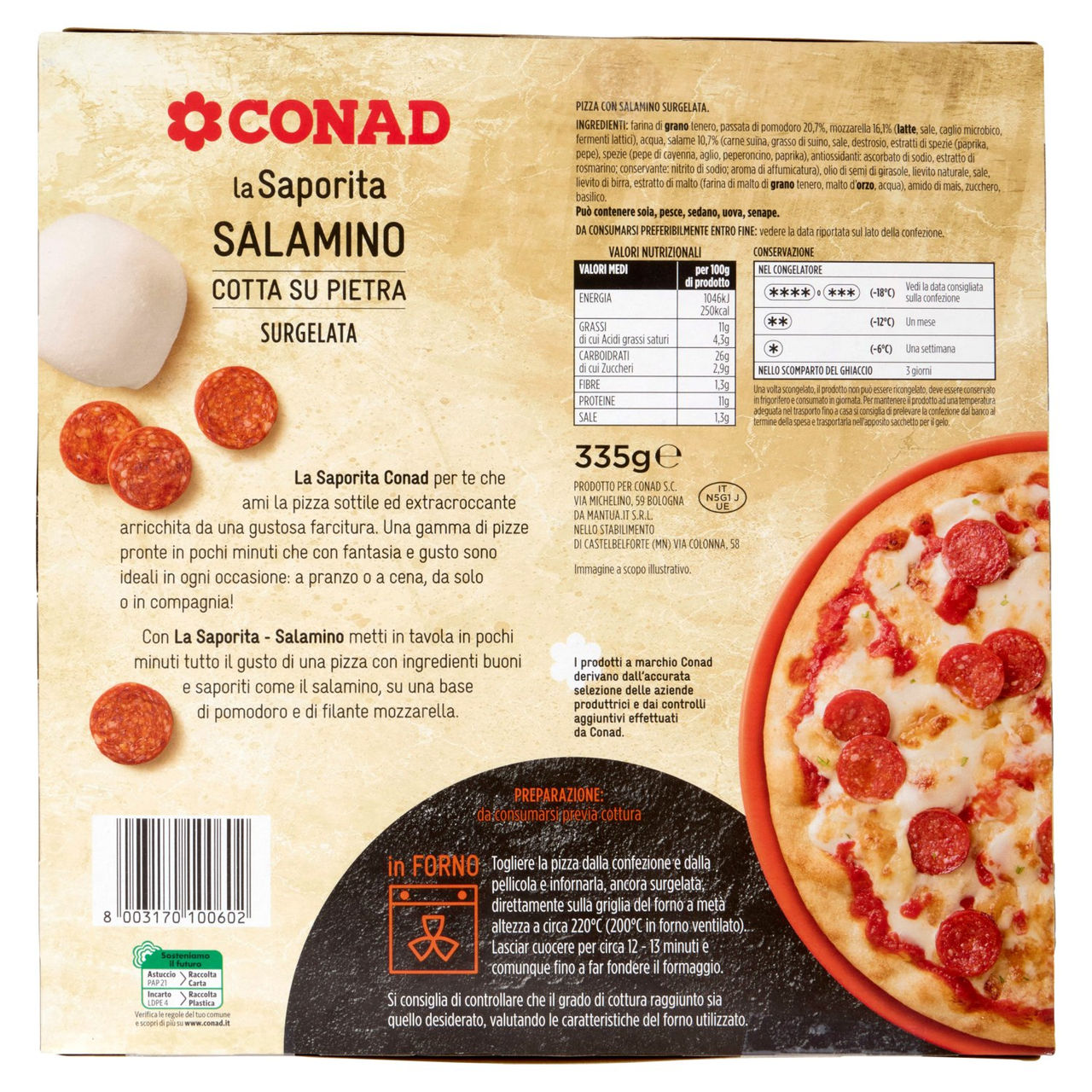 CONAD la Saporita Salamino 1 Pizza Surgelata 335 g