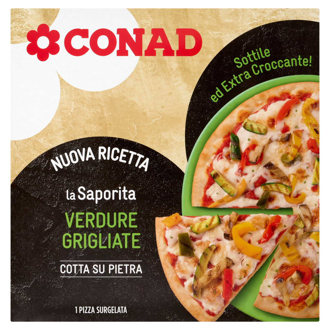 CONAD la Saporita Verdure Grigliate 1 Pizza Surgelata 360 g