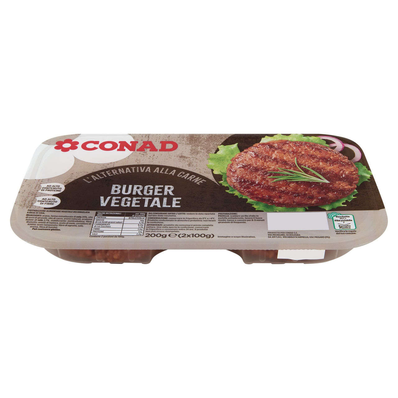 CONAD l'Alternativa alla Carne Burger Vegetale 2 x 100 g
