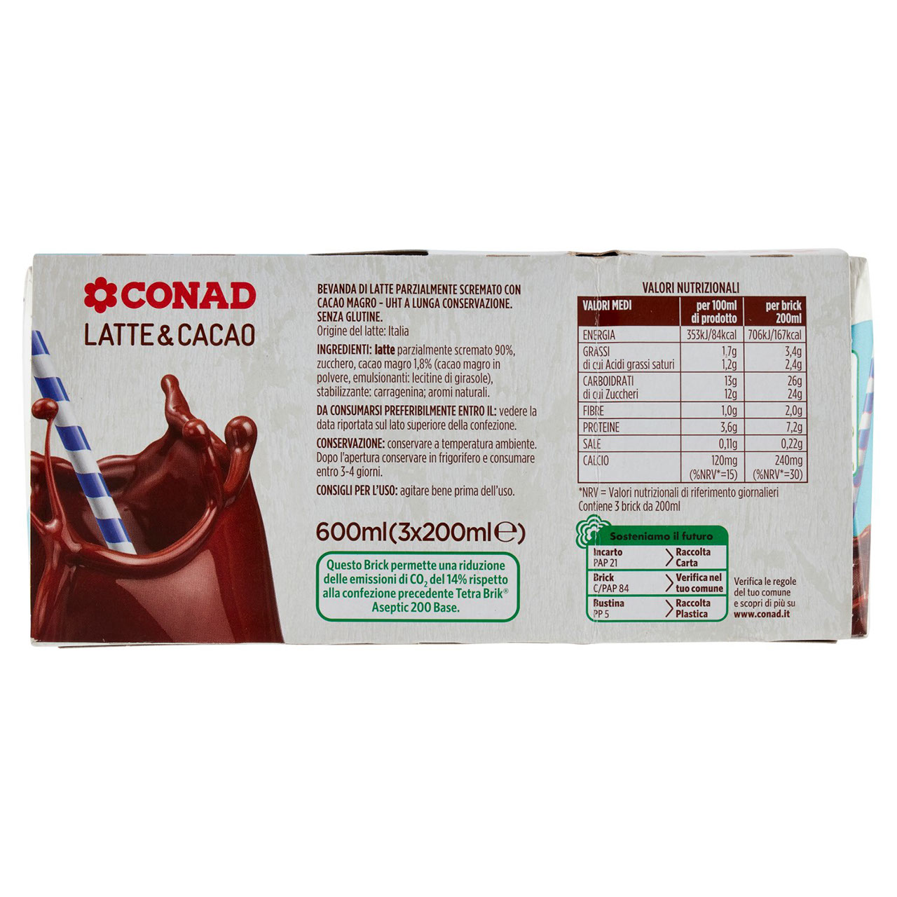 Latte & Cacao 3 x 200 ml Conad