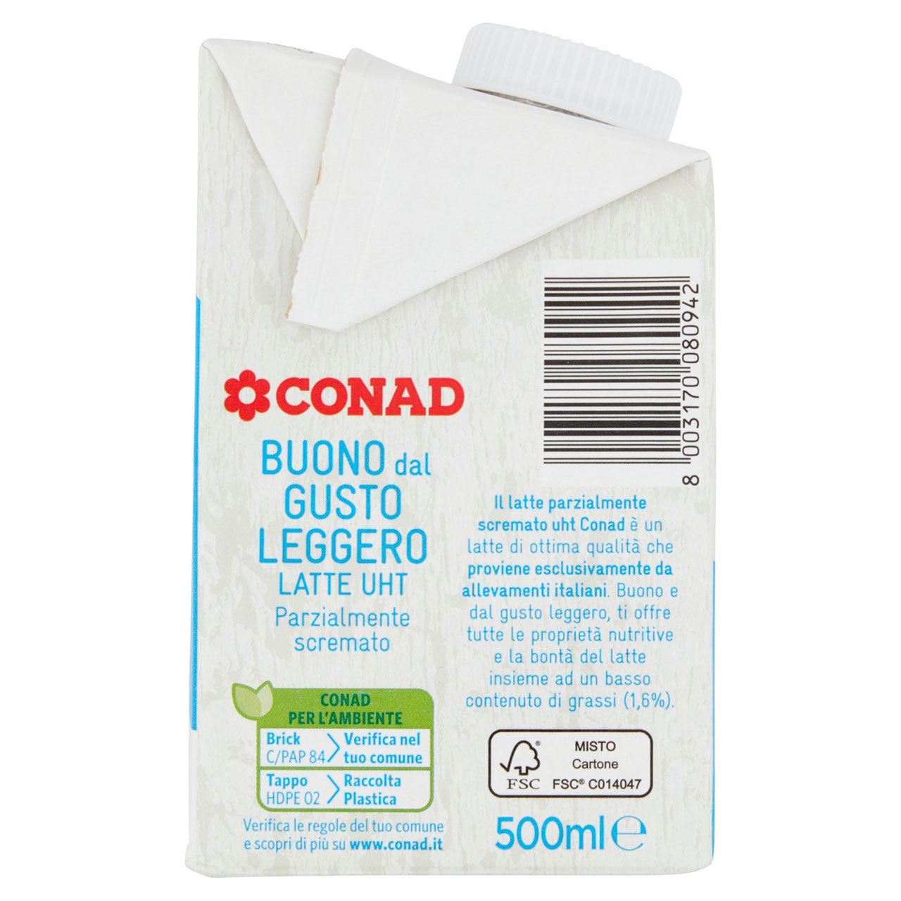 Latte UHT Parzialmente scremato 500 ml Conad