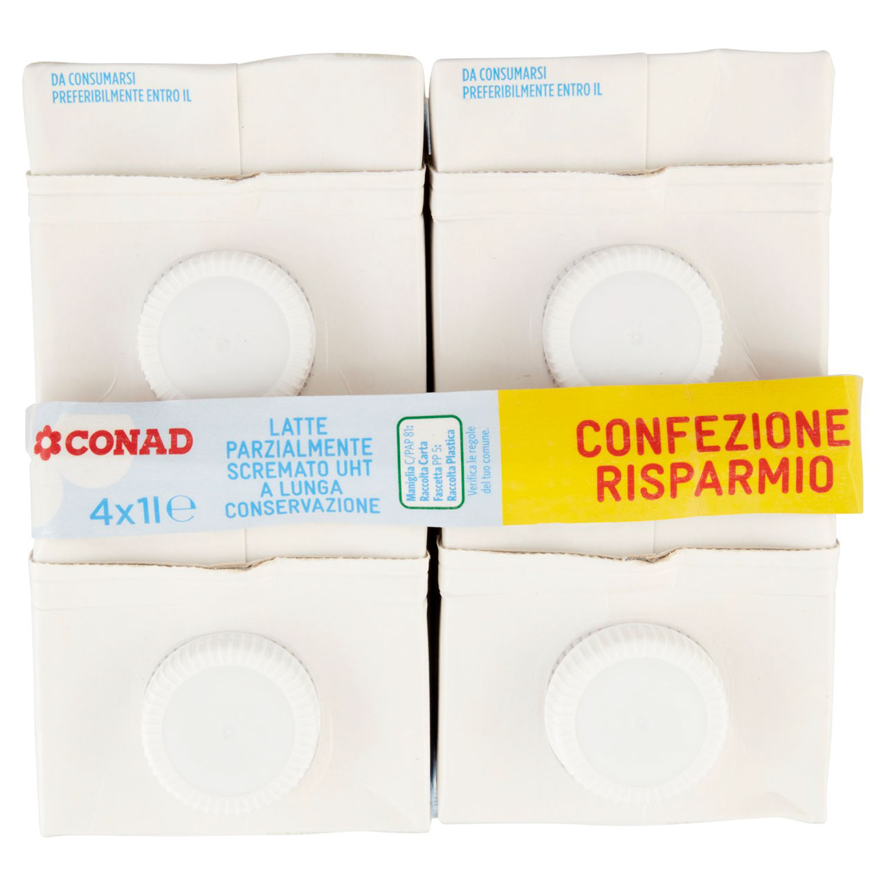 CONAD Latte UHT Parzialmente scremato Buono dal Gusto Leggero 4 x 1 l