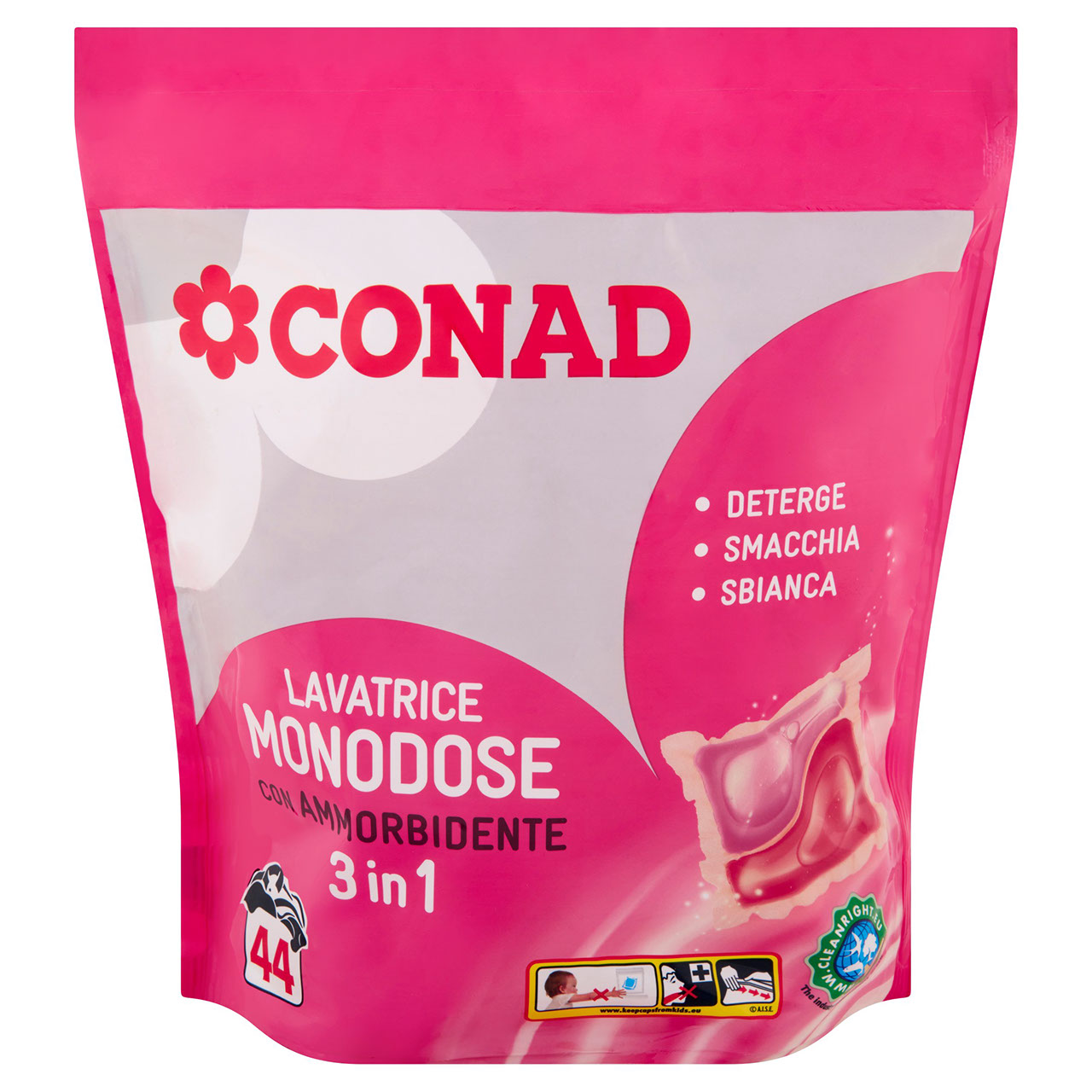 Lavatrice Monodose con Ammorbidente 3 in 1 Conad