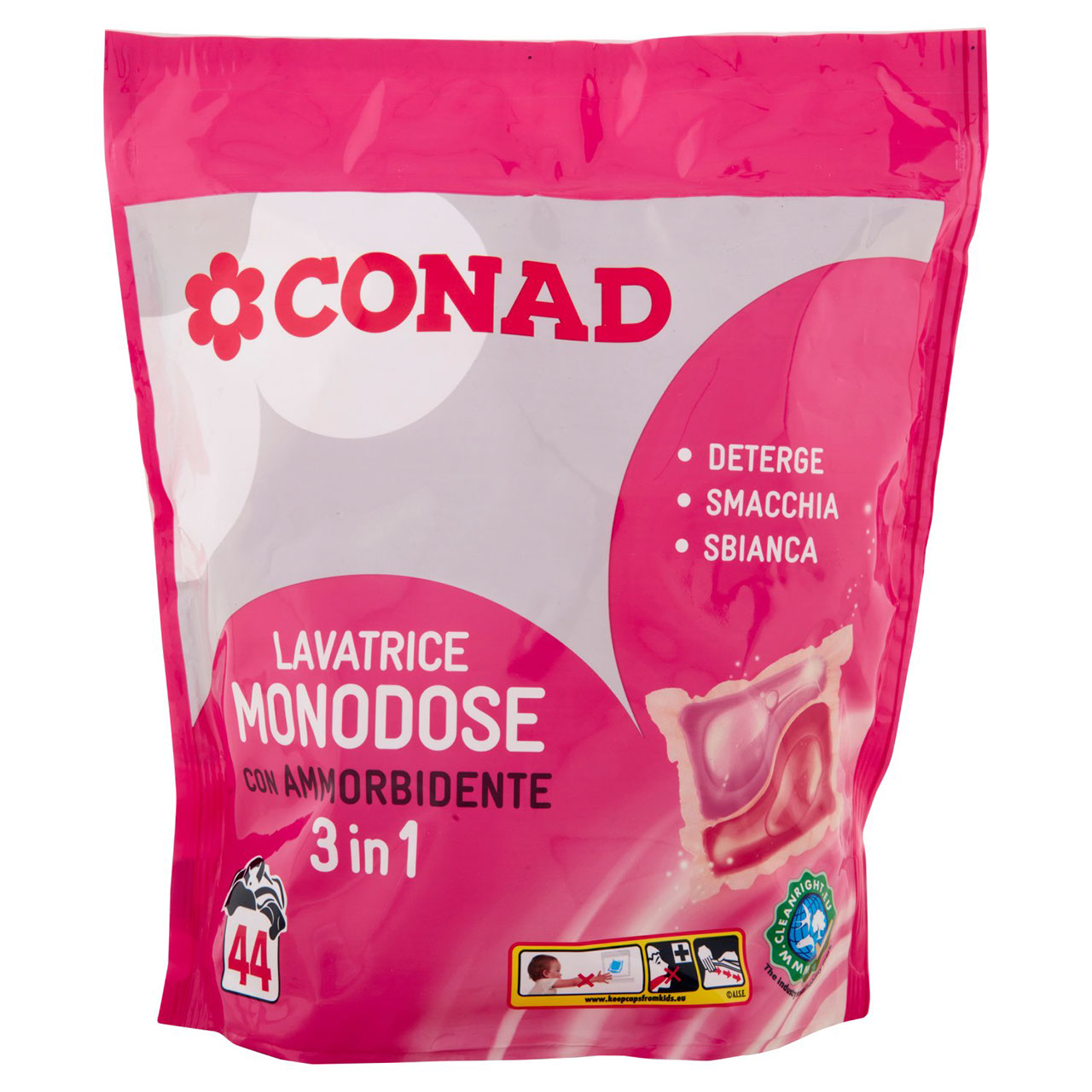 Lavatrice Monodose con Ammorbidente 3 in 1 Conad