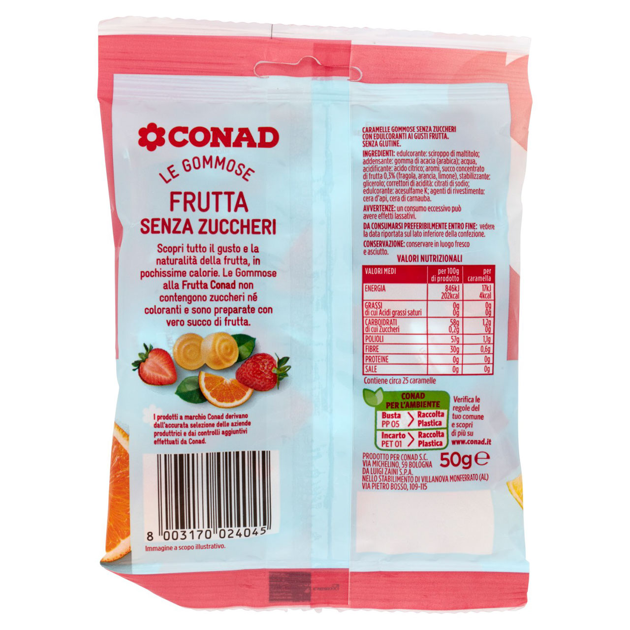 Le Gommose Frutta Senza Zuccheri 50 g Conad online