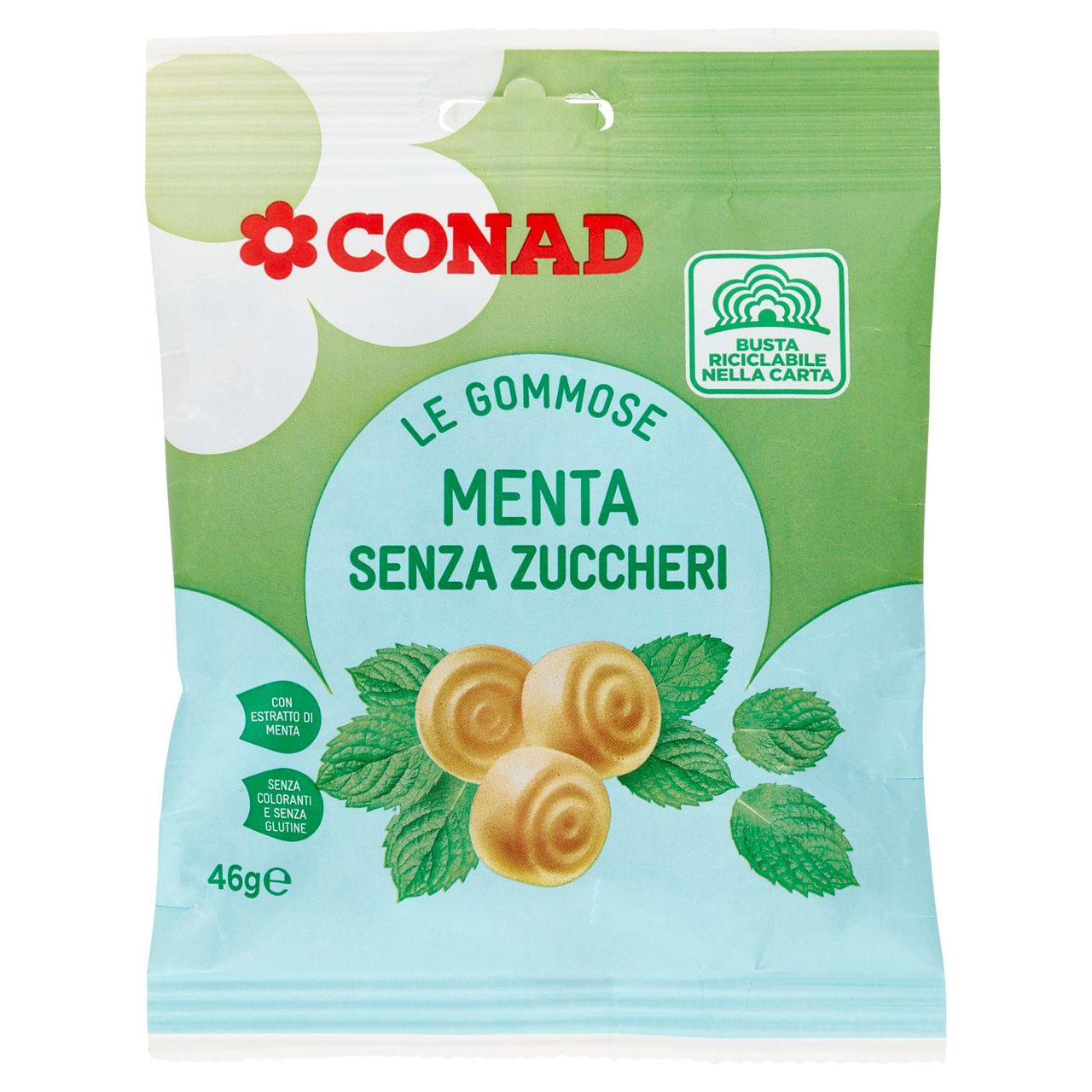 CONAD Le Gommose Menta Senza Zuccheri 46 g