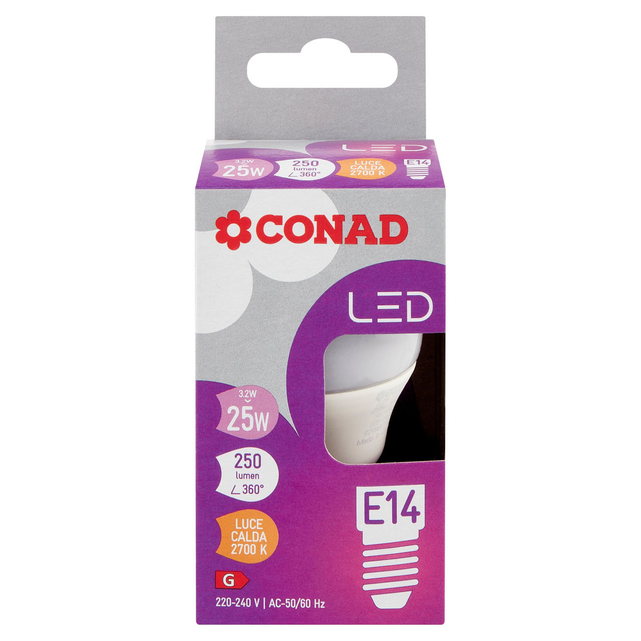 CONAD Led 3.2W 250 Lumen E14 Luce Calda