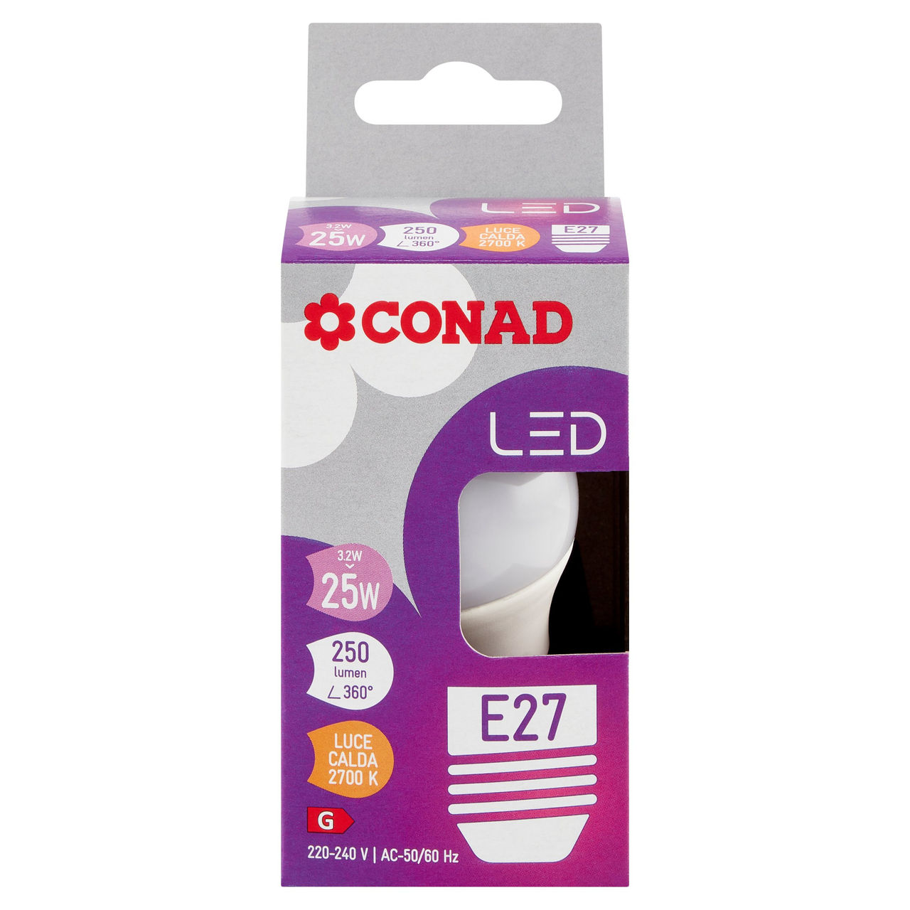 CONAD Led 3.2W 250 Lumen E27 Luce Calda