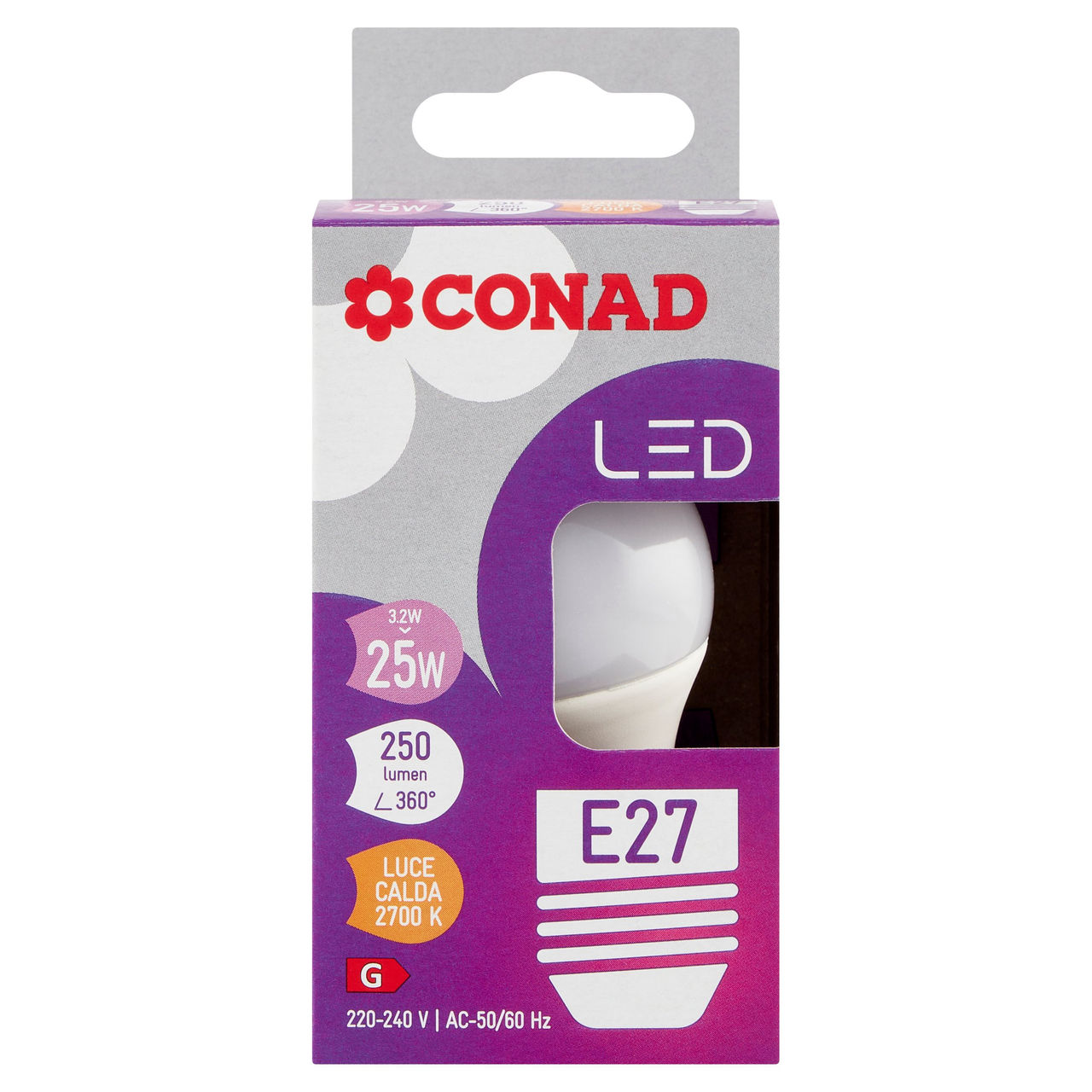 CONAD Led 3.2W 250 Lumen E27 Luce Calda