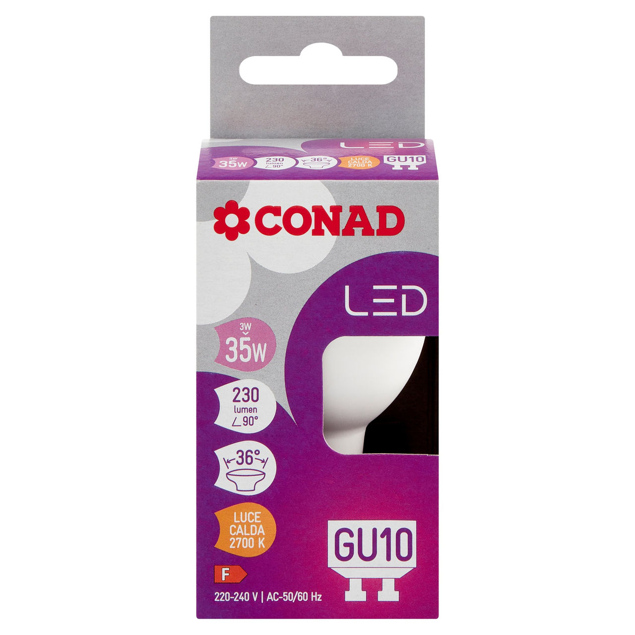 CONAD Led 3W 230 Lumen GU10 Luce Calda