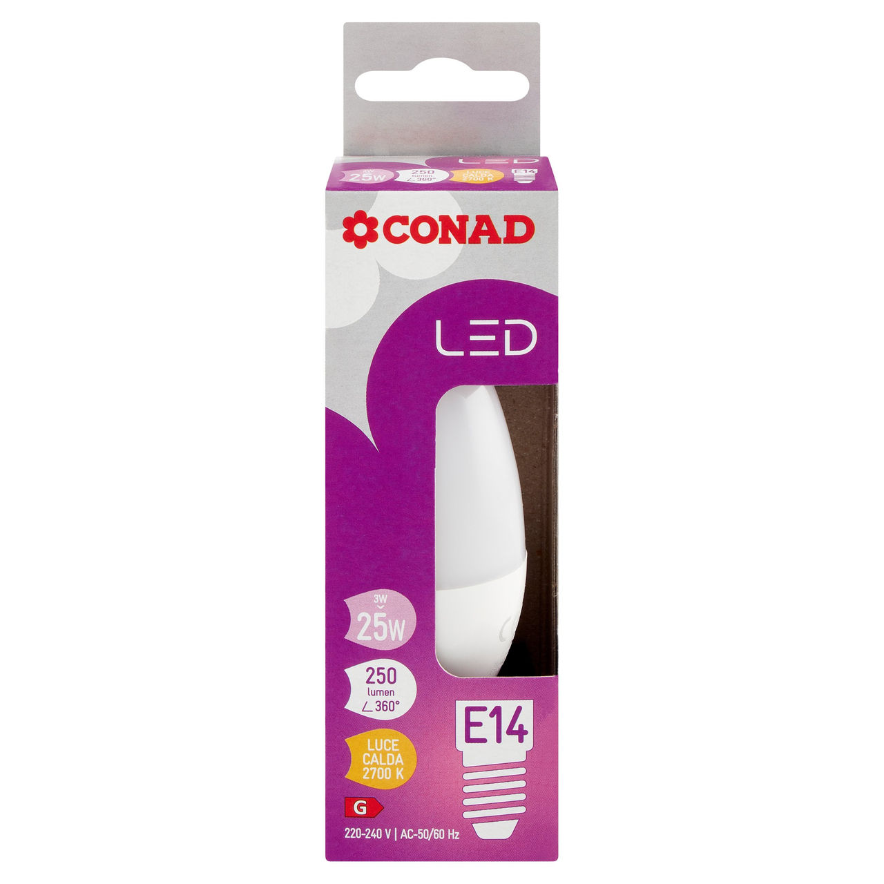 CONAD Led 3W 250 Lumen E14 Luce Calda