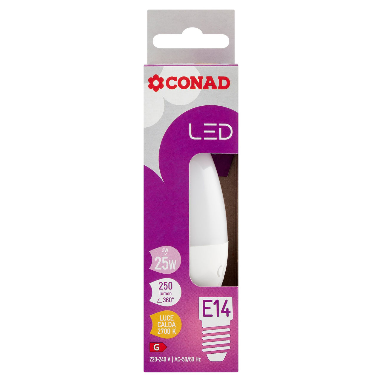 CONAD Led 3W 250 Lumen E14 Luce Calda