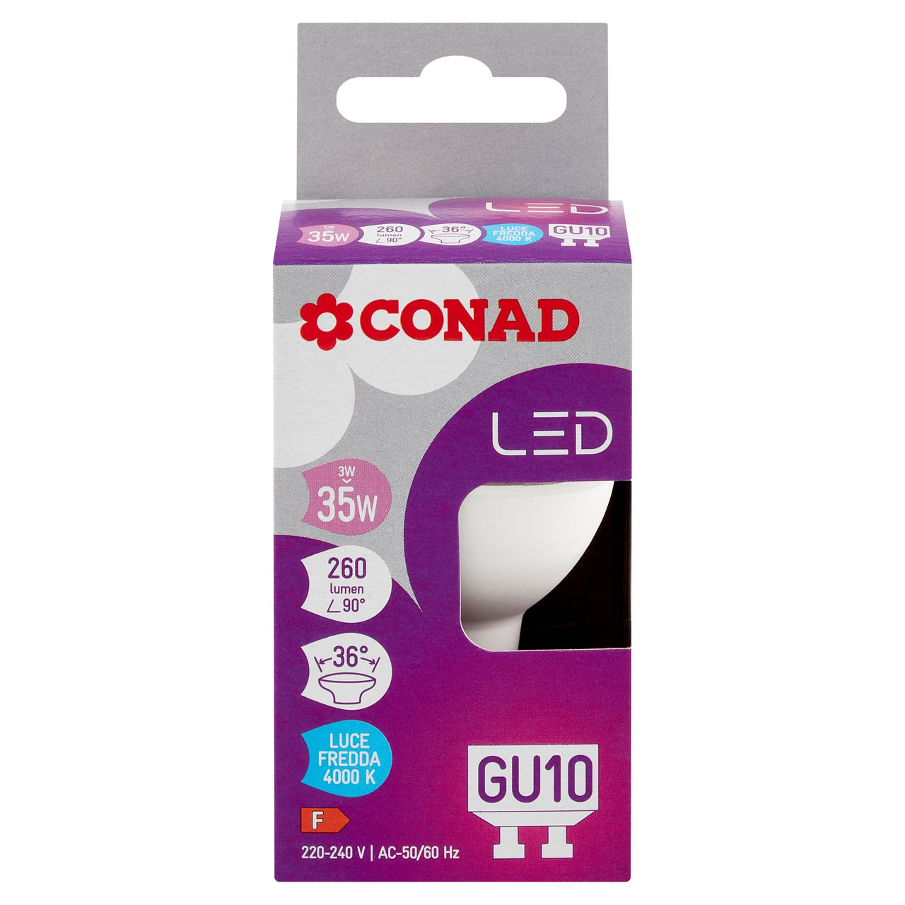 CONAD Led 3W 260 Lumen GU10 Luce Fredda