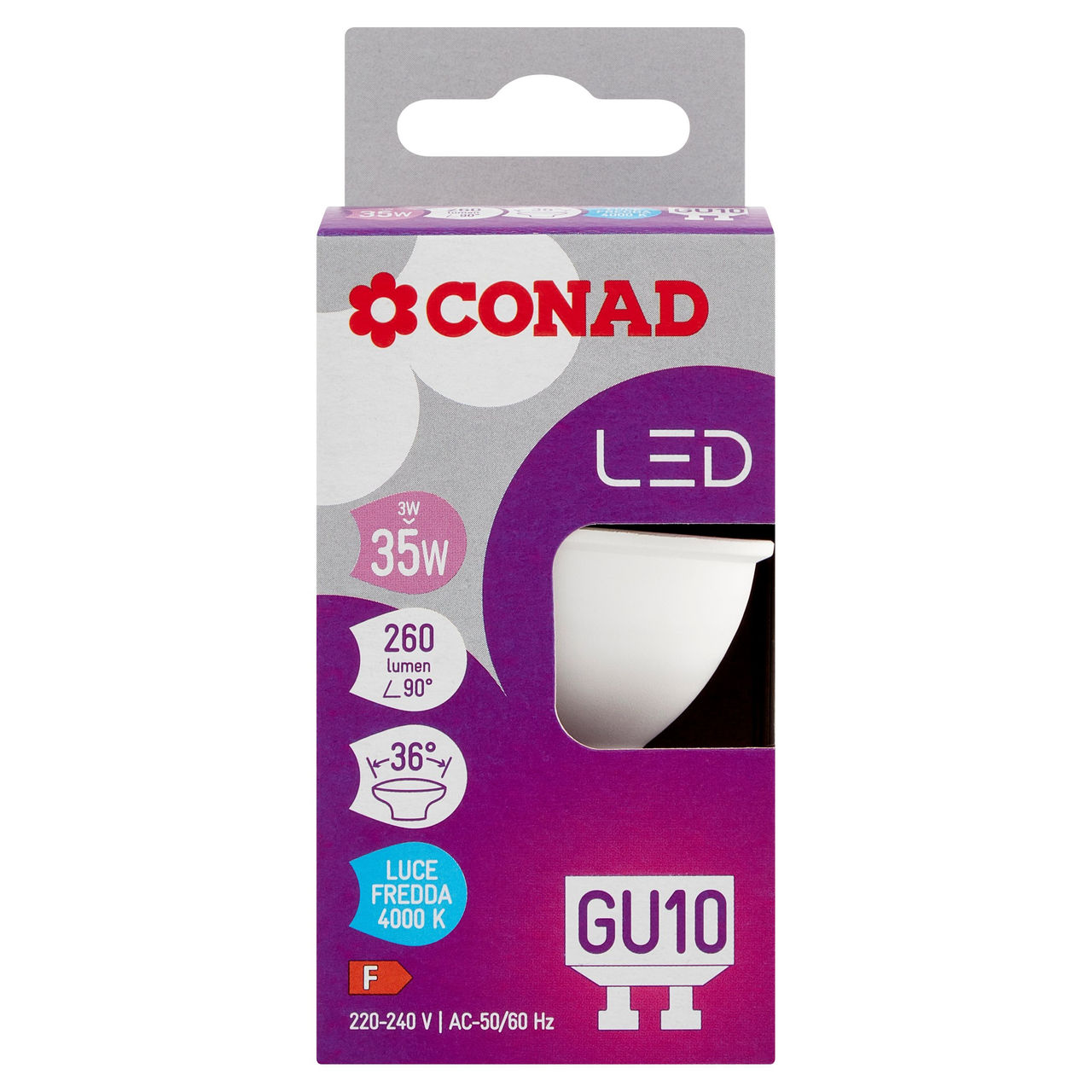 CONAD Led 3W 260 Lumen GU10 Luce Fredda