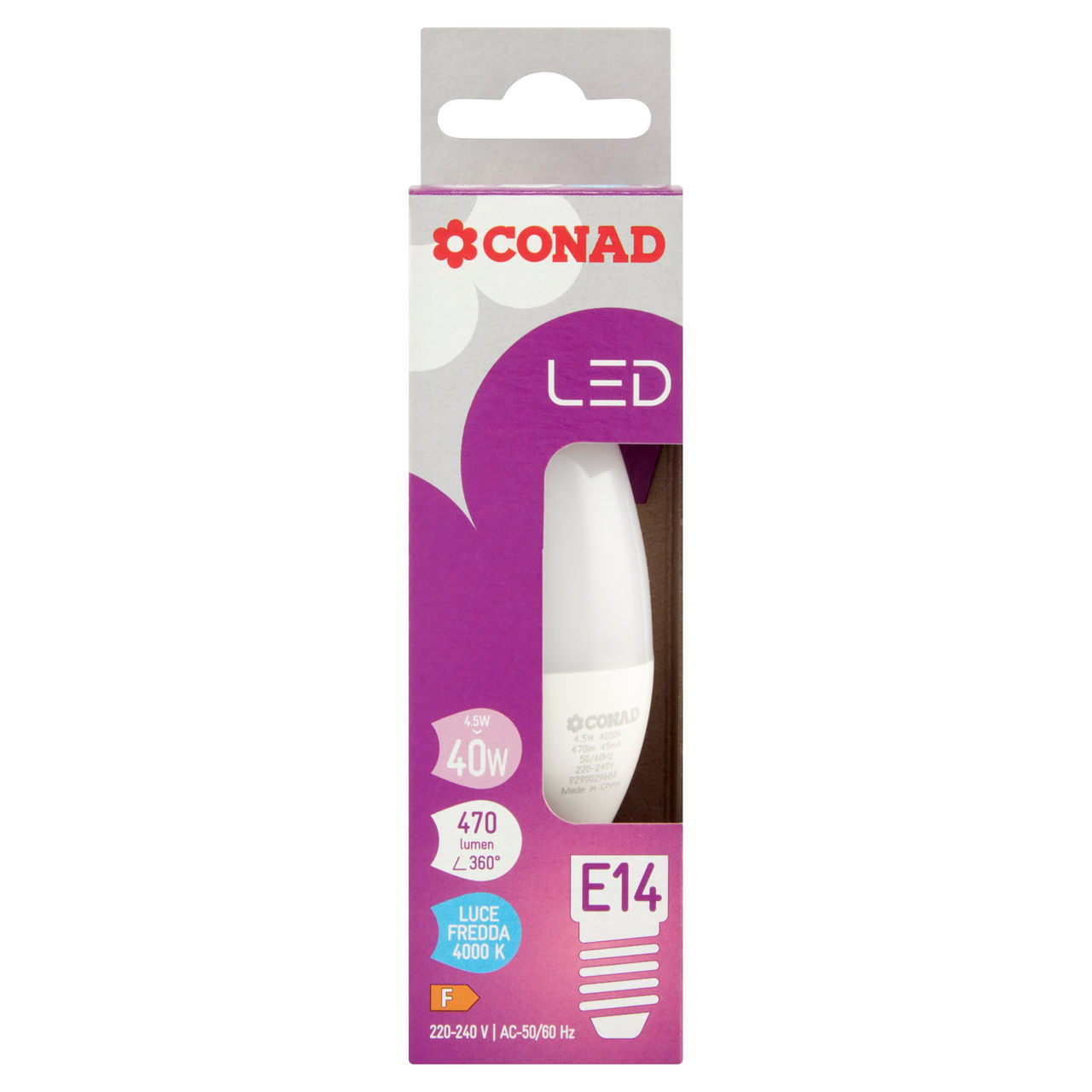 CONAD Led 4.5W 470 Lumen E14 Luce Fredda