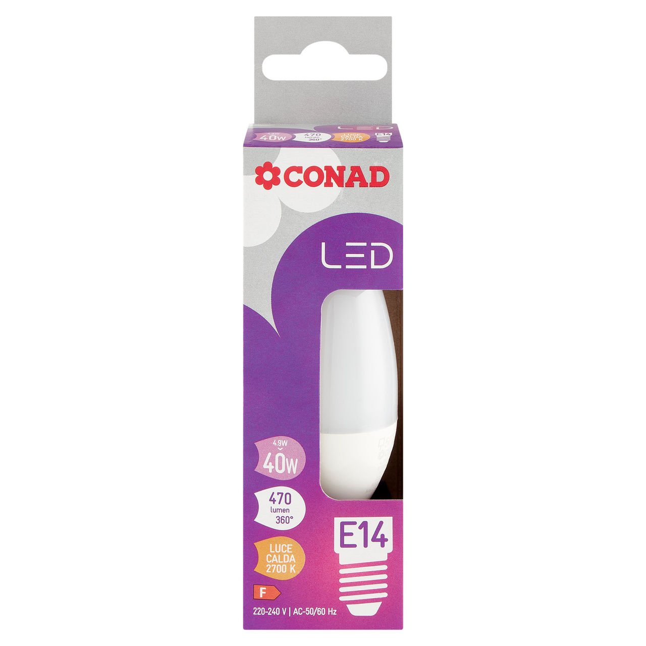 CONAD Led 4,9W 470 Lumen E14 Luce Calda