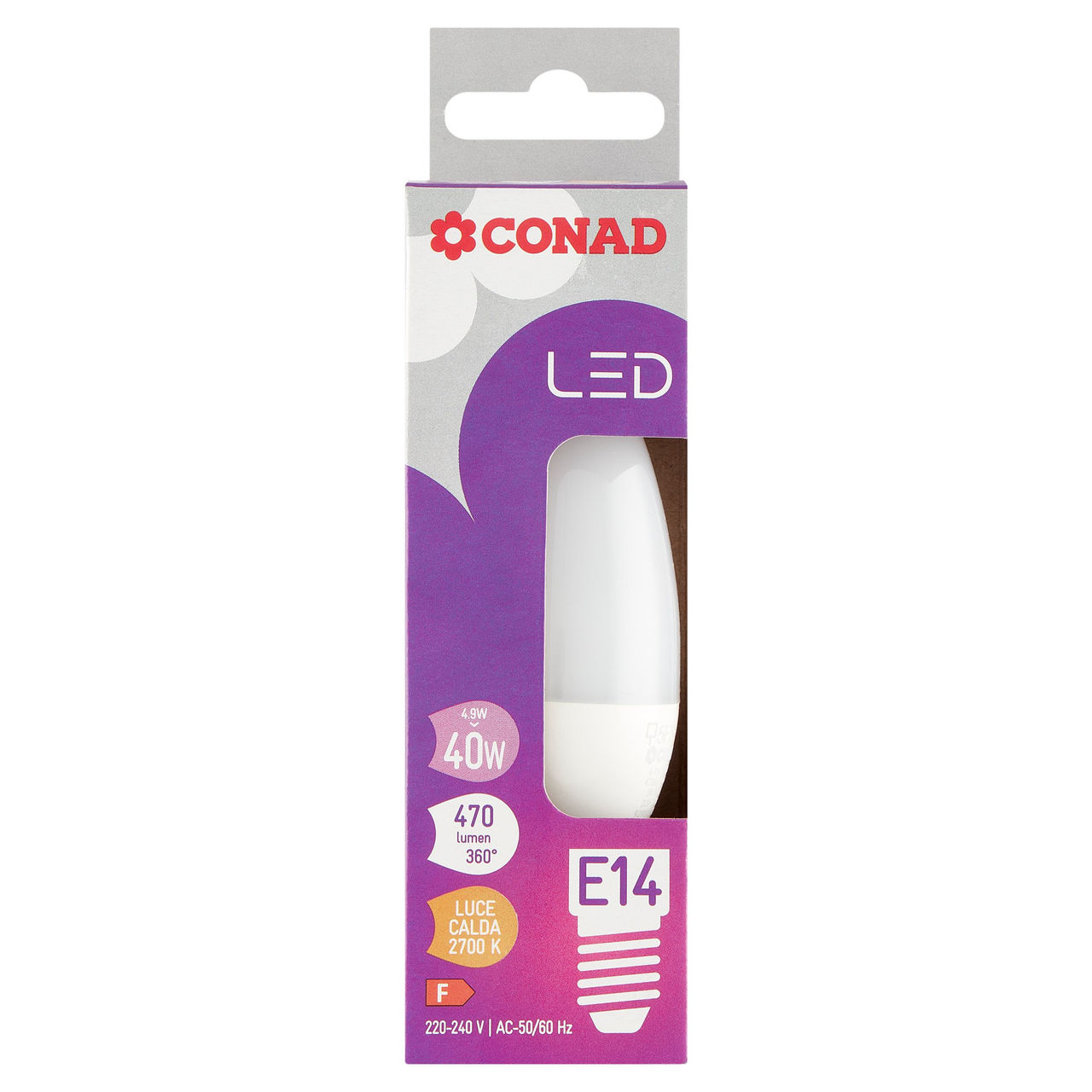 CONAD Led 4,9W 470 Lumen E14 Luce Calda