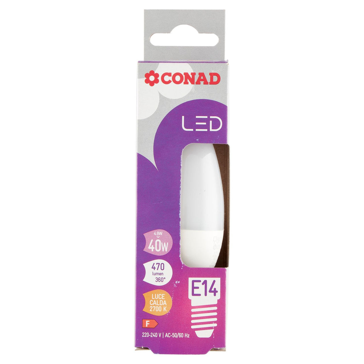 CONAD Led 4,9W 470 Lumen E14 Luce Calda