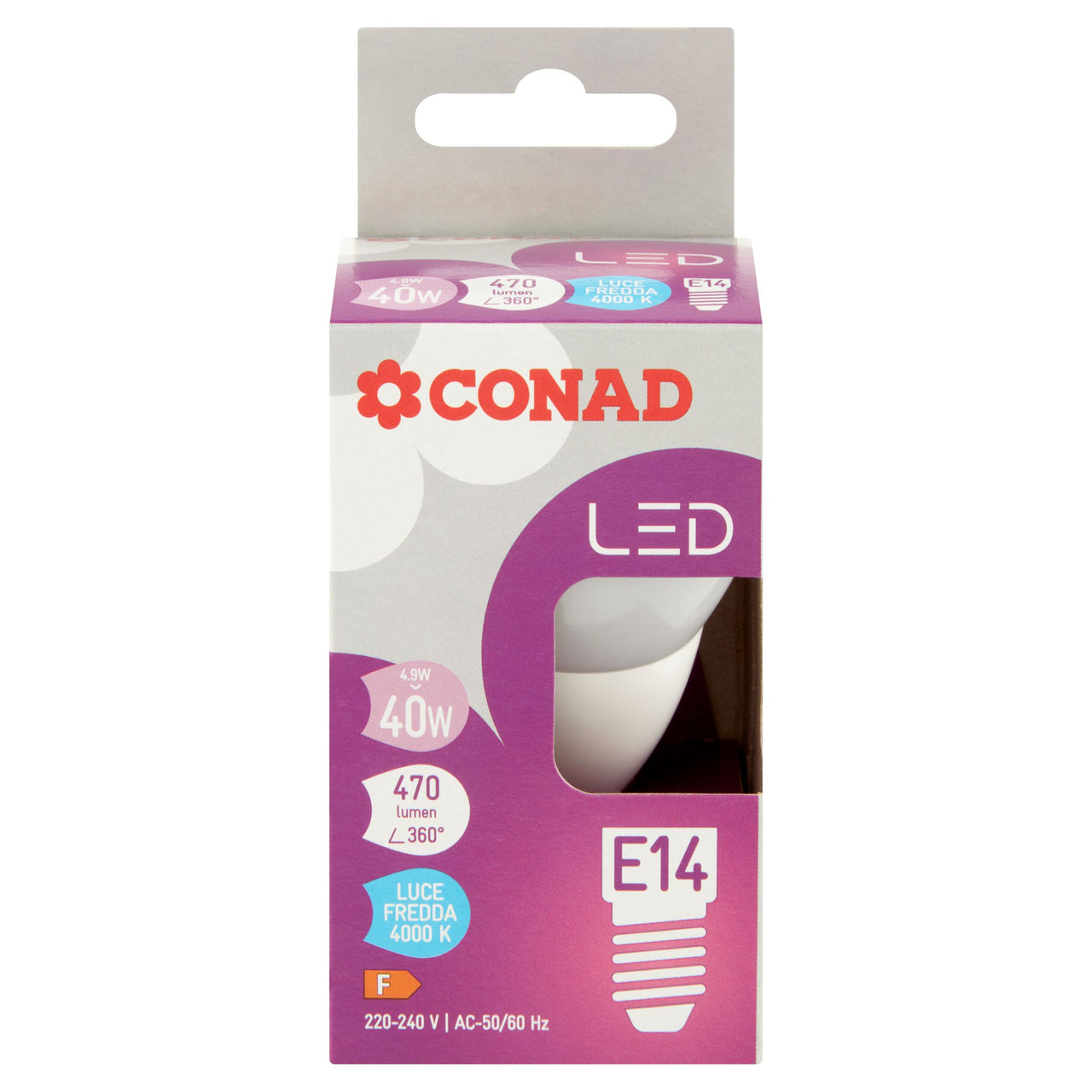 CONAD Led 4,9W 470 Lumen E14 Luce Fredda