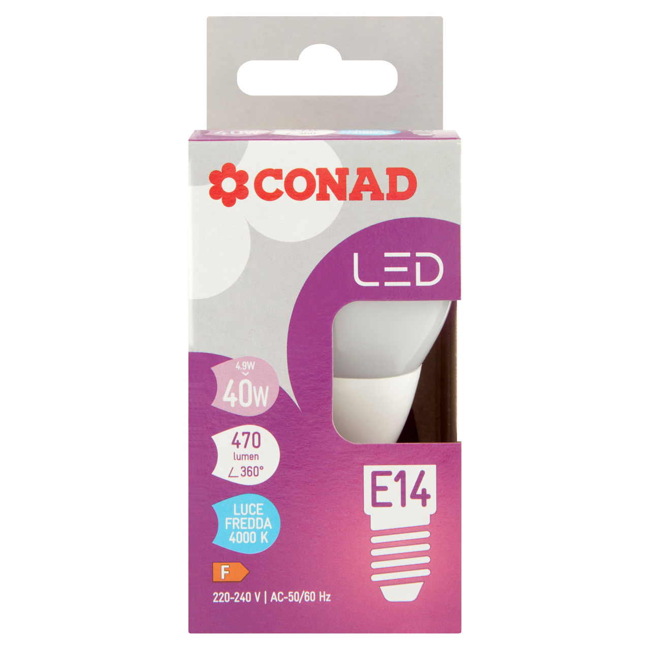 CONAD Led 4,9W 470 Lumen E14 Luce Fredda