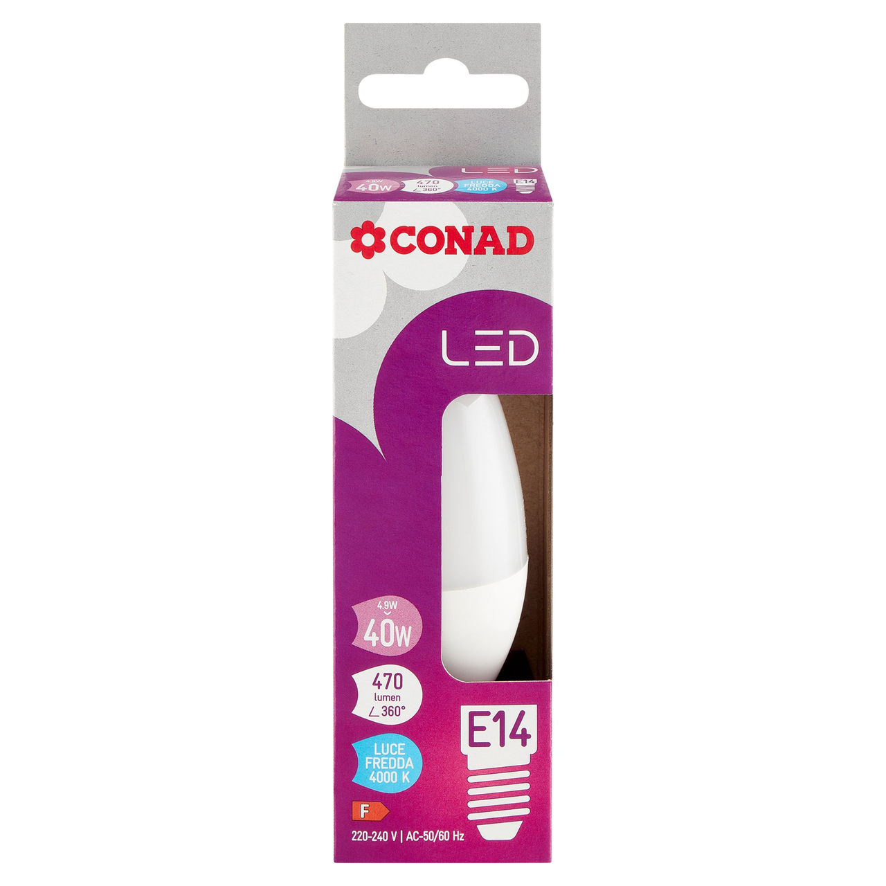 CONAD Led 4,9W 470 Lumen E14 Luce Fredda