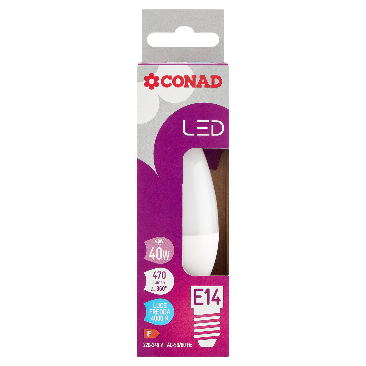 CONAD Led 4,9W 470 Lumen E14 Luce Fredda