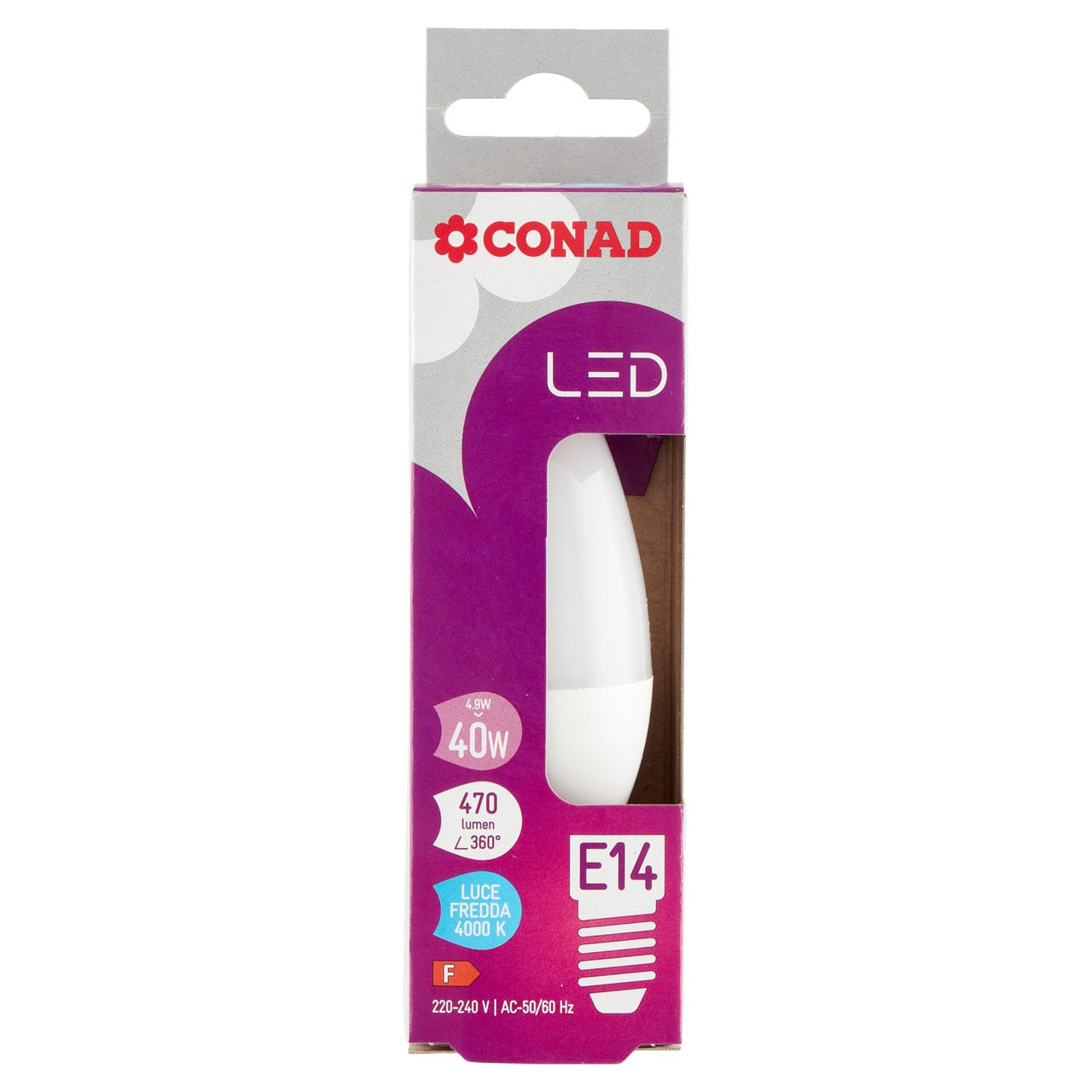 CONAD Led 4,9W 470 Lumen E14 Luce Fredda