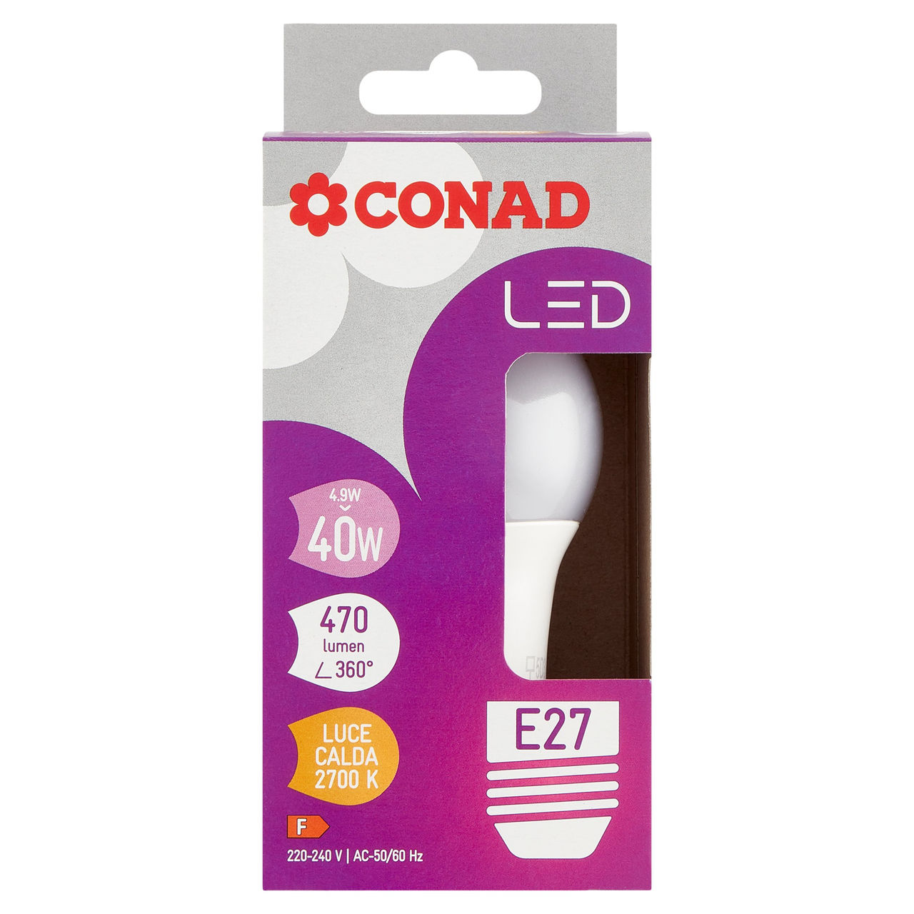 CONAD Led 4,9W 470 Lumen E27 Luce Calda