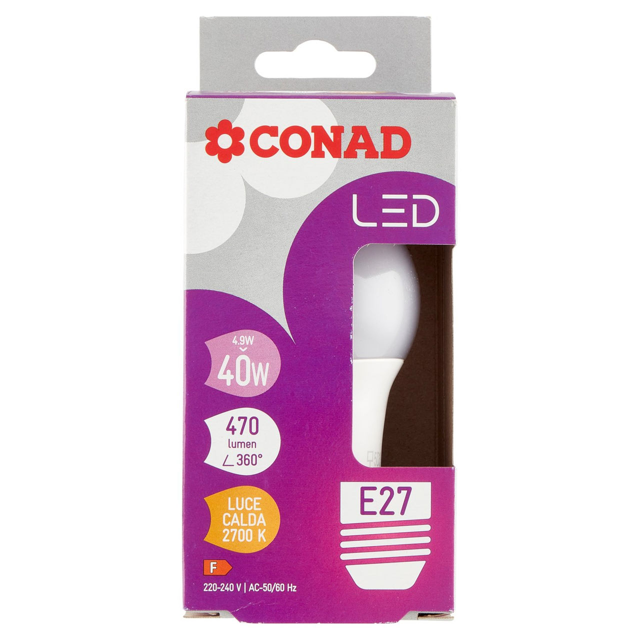 CONAD Led 4,9W 470 Lumen E27 Luce Calda