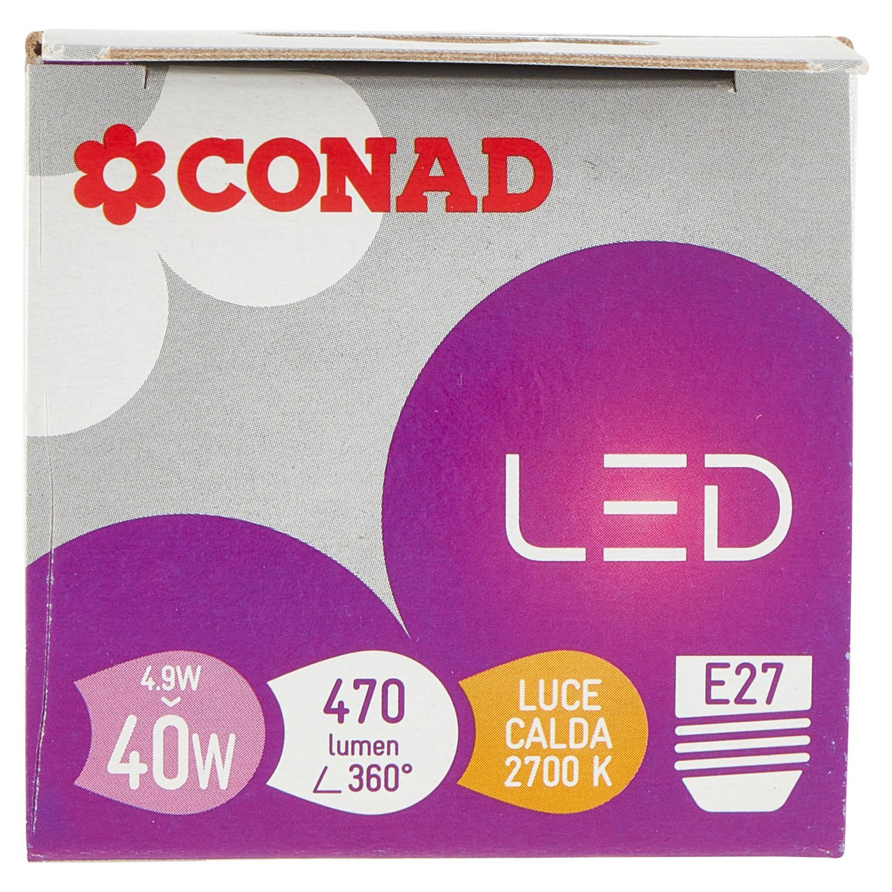 CONAD Led 4,9W 470 Lumen E27 Luce Calda