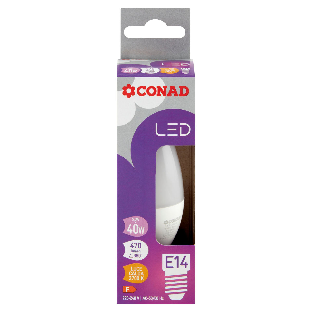 CONAD Led 5.5W 470 Lumen E14 Luce Calda