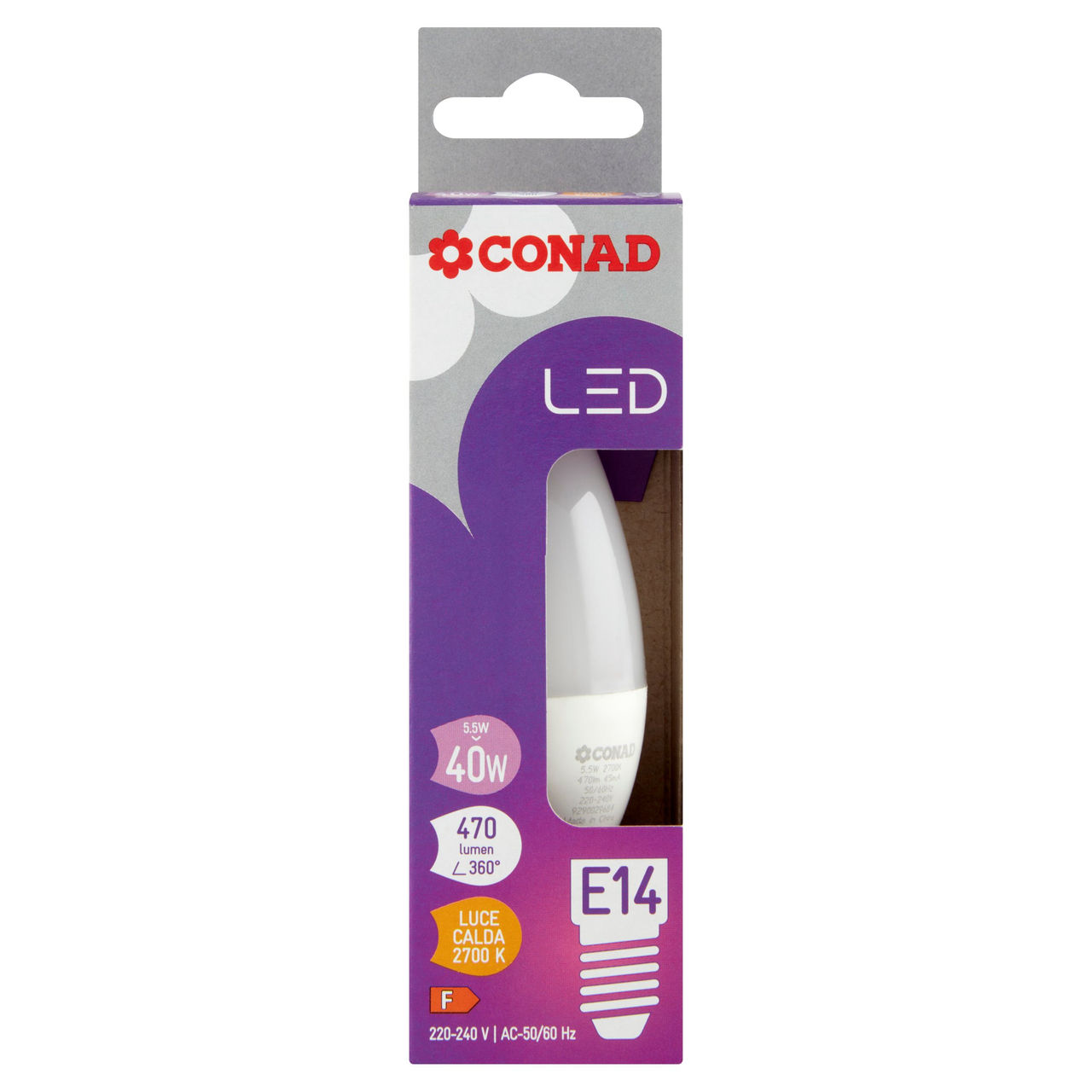 CONAD Led 5.5W 470 Lumen E14 Luce Calda