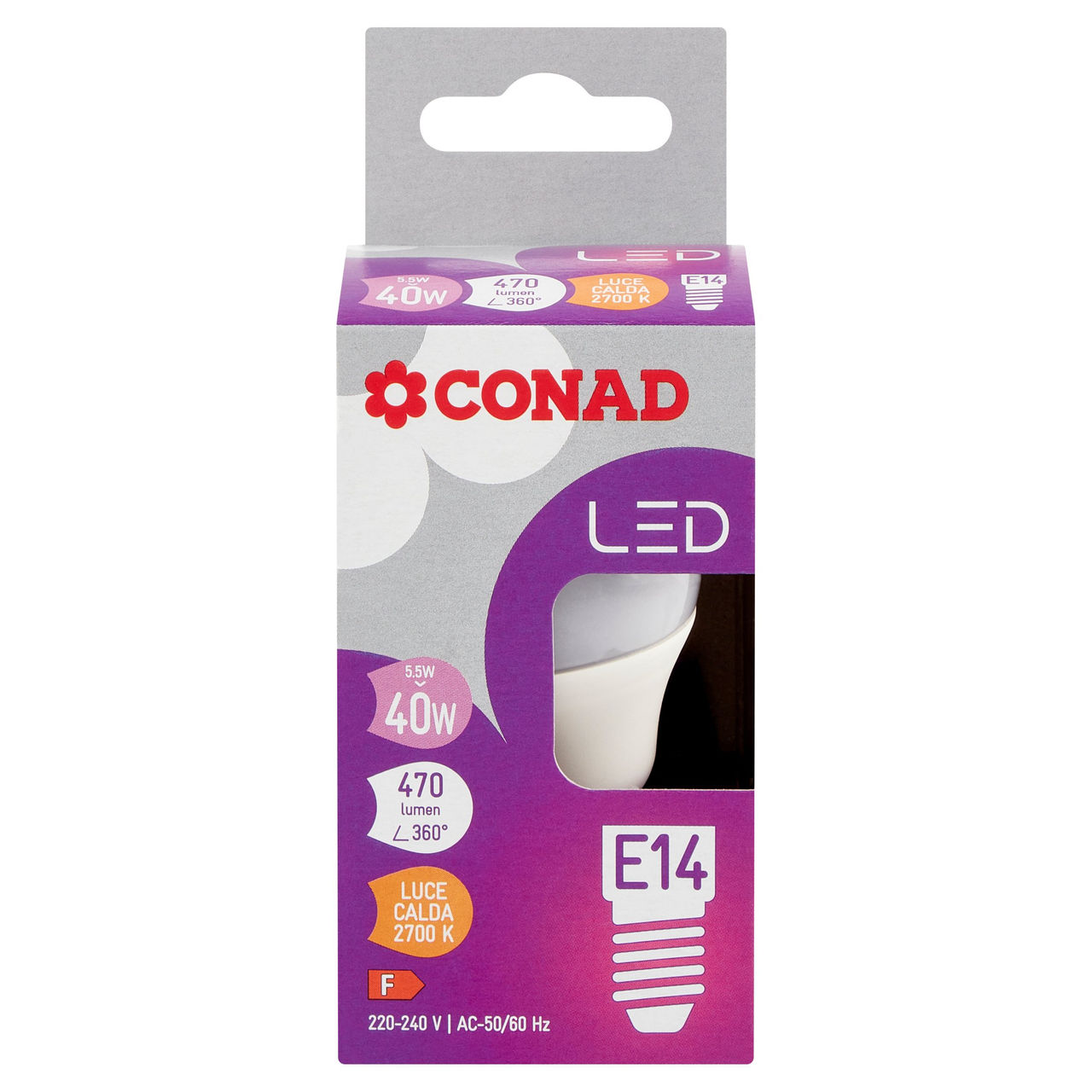 CONAD Led 5.5W 470 Lumen E14 Luce Calda