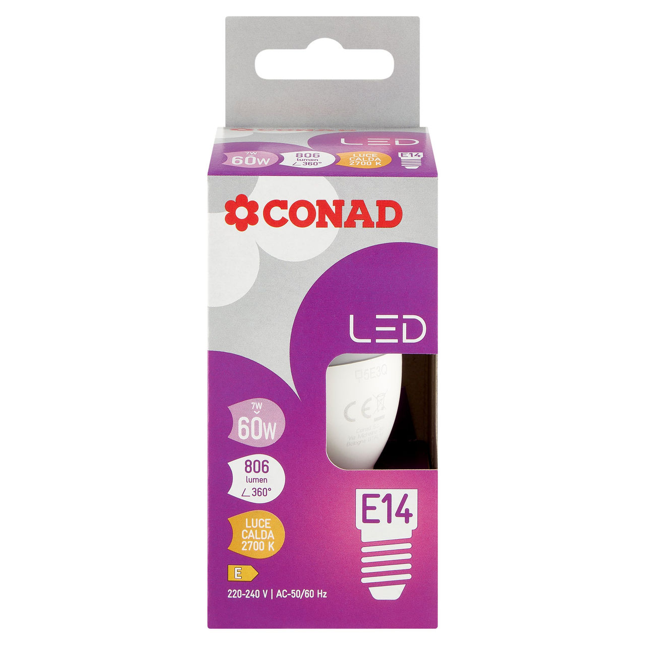 CONAD Led 7W 806 Lumen E14 Luce Calda