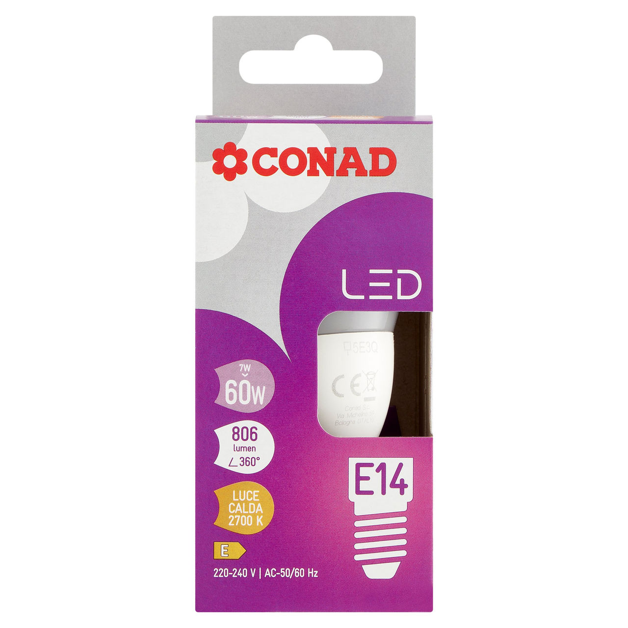 CONAD Led 7W 806 Lumen E14 Luce Calda