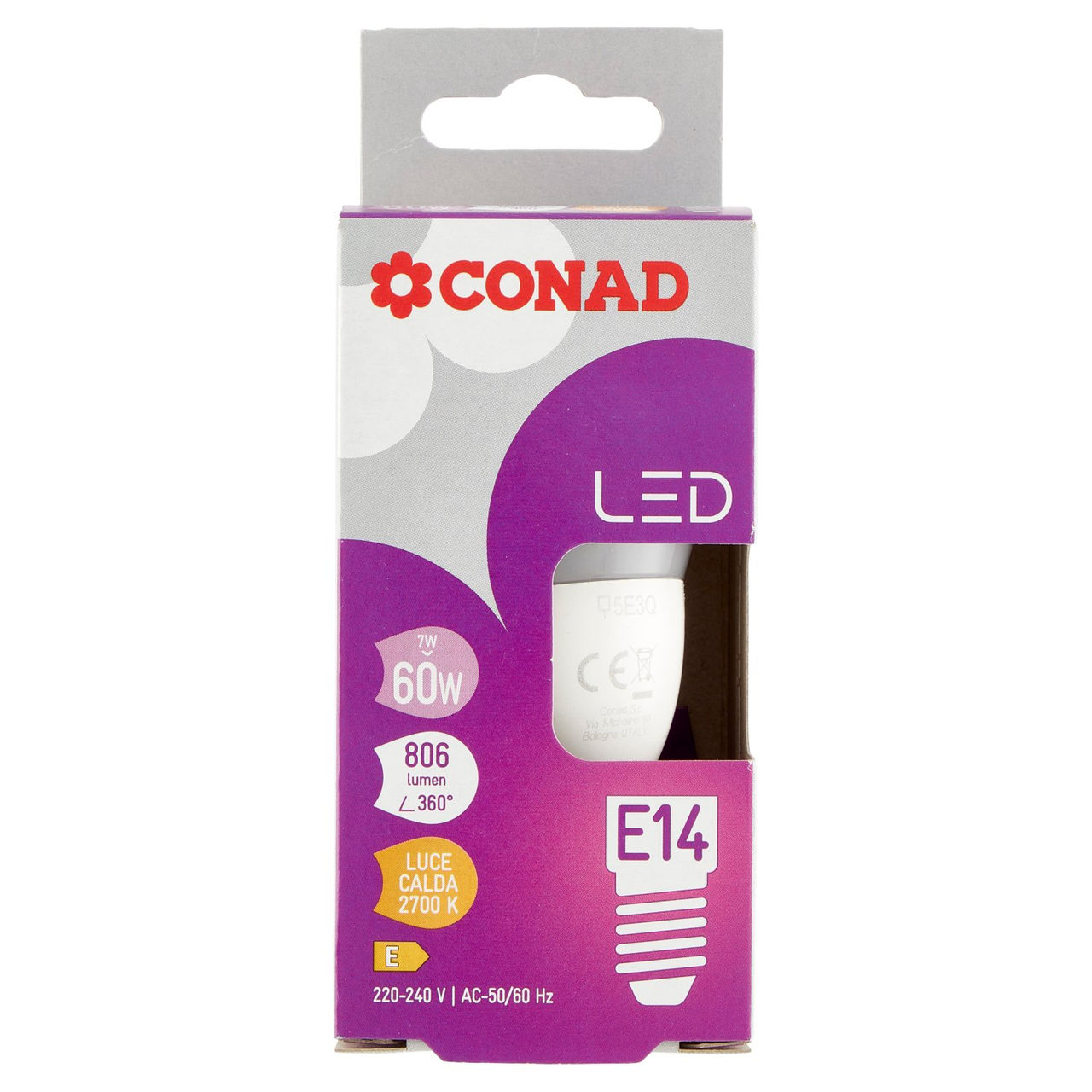 CONAD Led 7W 806 Lumen E14 Luce Calda