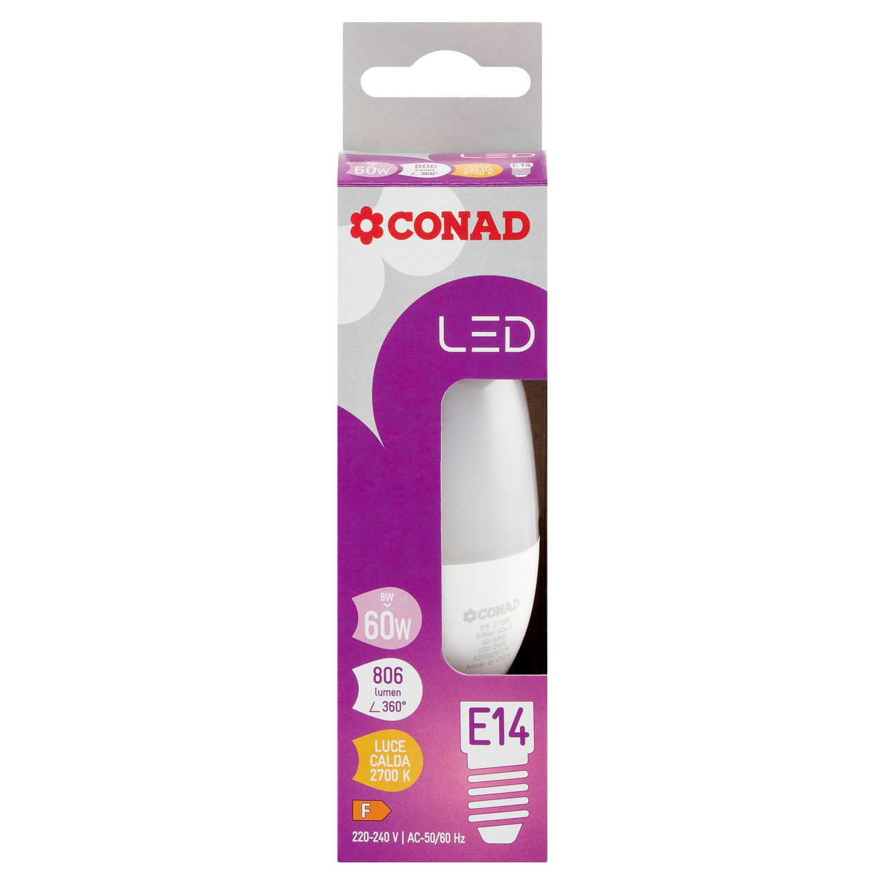 CONAD Led 8W 806 Lumen E14 Luce Calda