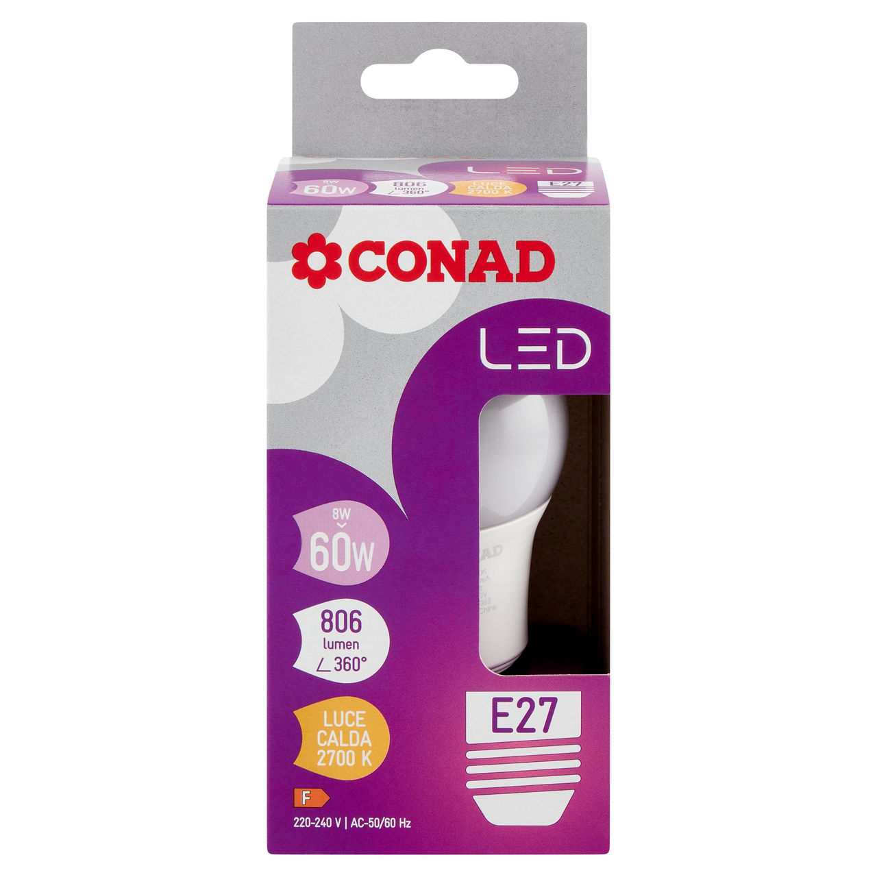 CONAD Led 8W 806 Lumen E27 Luce Calda