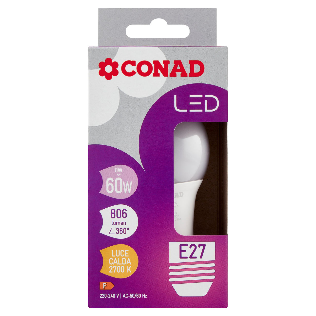 CONAD Led 8W 806 Lumen E27 Luce Calda