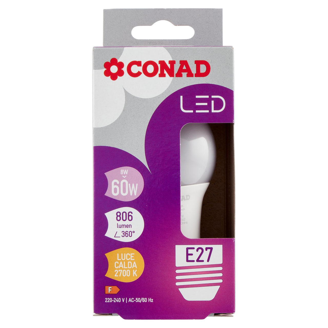 CONAD Led 8W 806 Lumen E27 Luce Calda