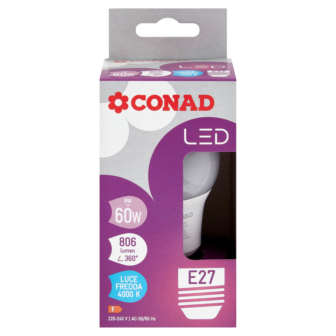 CONAD Led 8W 806 Lumen E27 Luce Fredda