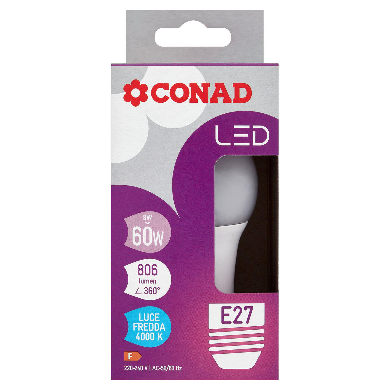 CONAD Led 8W 806 Lumen E27 Luce Fredda