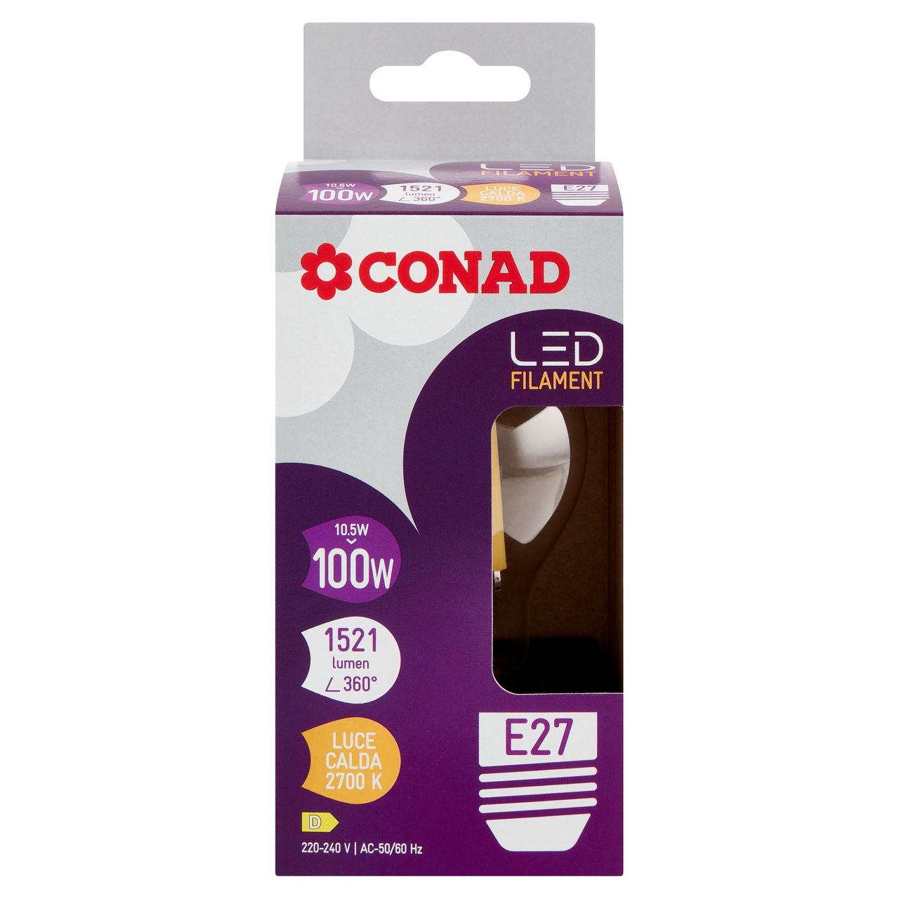 CONAD Led Filament 10.5W 1521 Lumen E27 Luce Calda