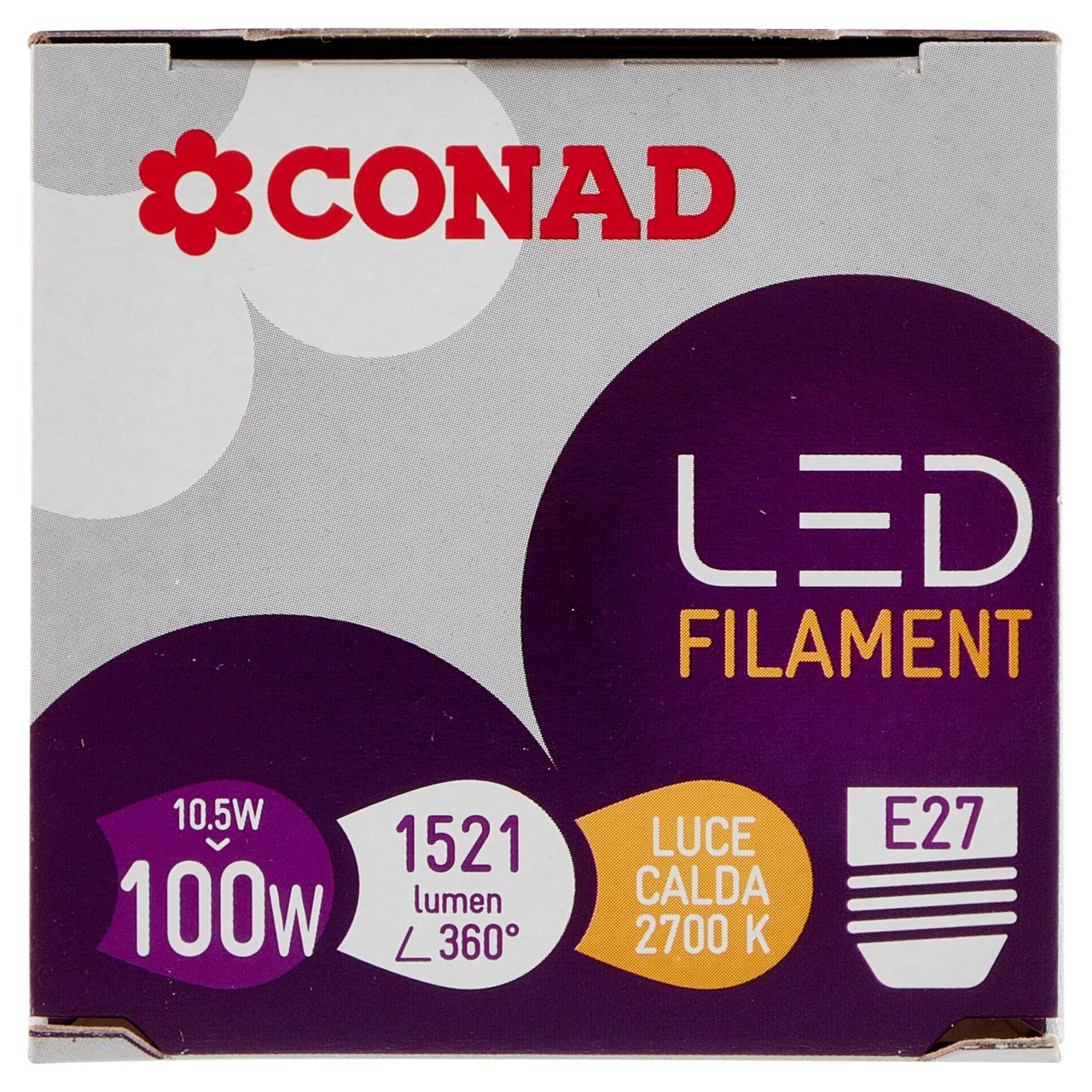 CONAD Led Filament 10.5W 1521 Lumen E27 Luce Calda